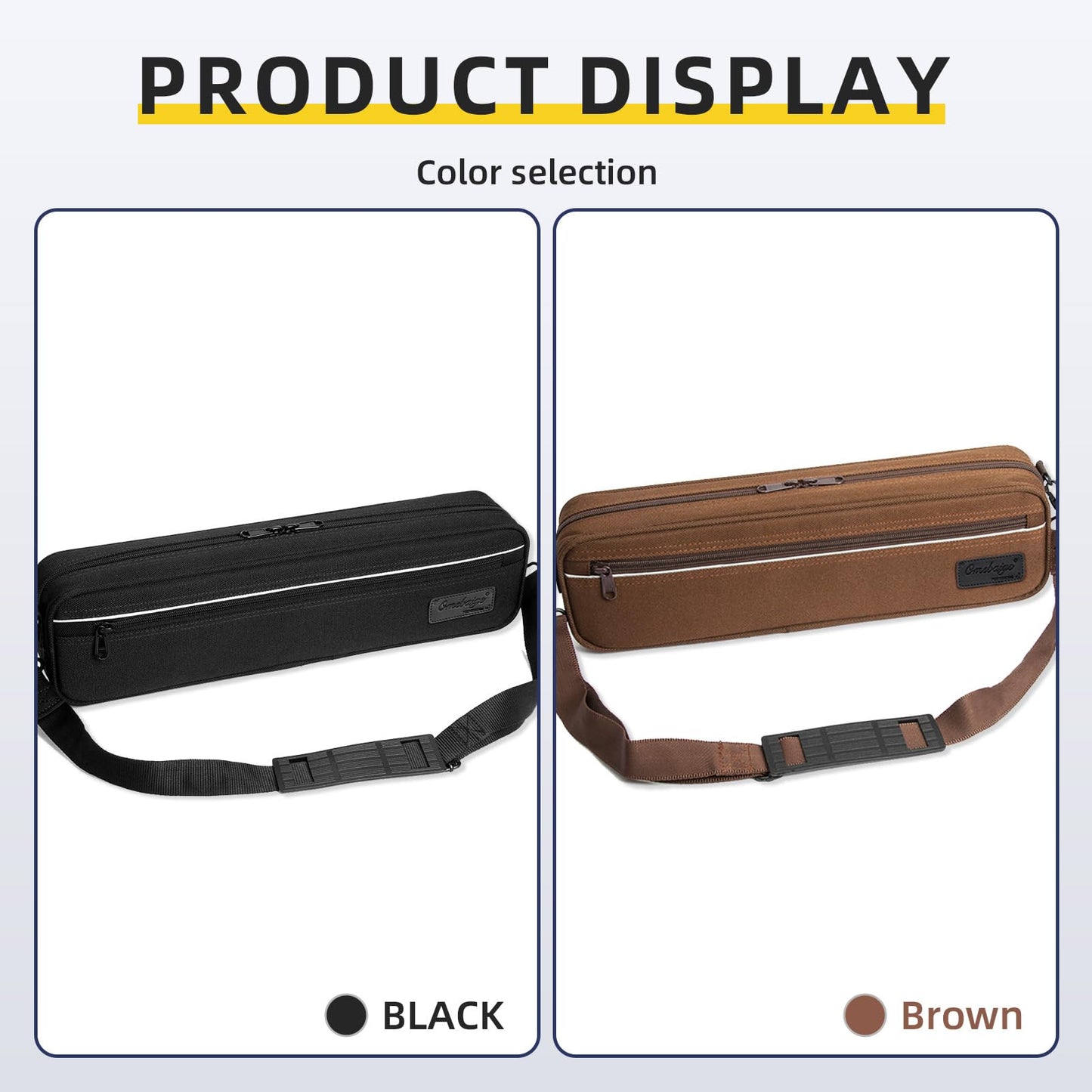 Omebaige Professional Flute Bag With Flute Case Cover - Hard Shell Flute Case Hard Shell, Wear-resistant 1200d Oxford Cloth, Exterior Pocket - Ideal For B/C-Foot Flute