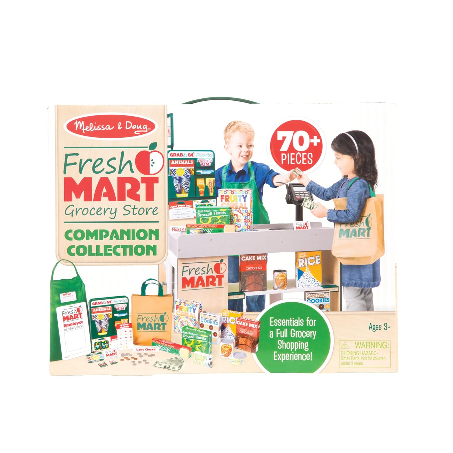 Melissa & Doug Fresh Mart Companion Set, Grocery Store Pretend Play Toys, Toy Kitchen Accessories & Play Food, Preschool Learning Toys for Girls & Boys 3+