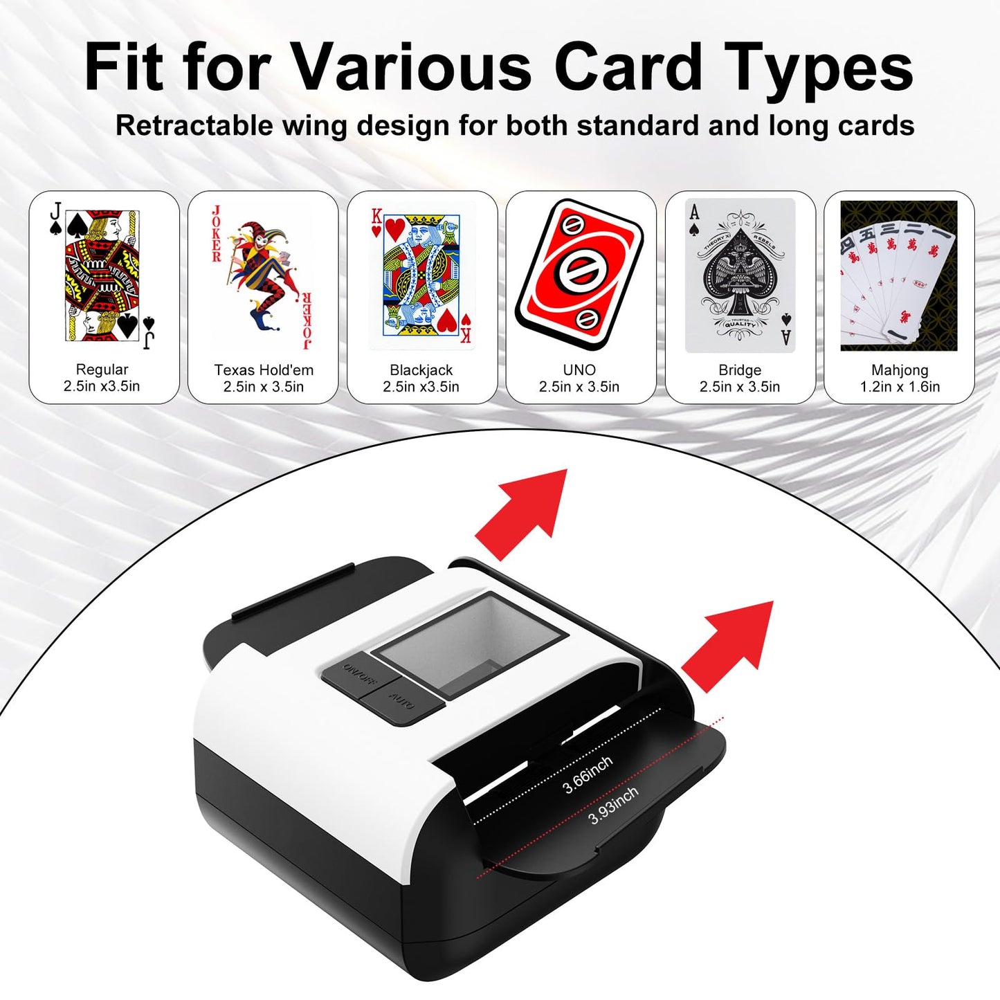 Gelabur Automatic Card Shuffler, Rechargeable Card shuffler Machine for 1-2 Decks, Low Noise Dual Mode Electric Card shuffler for UNO, Texas Hold’em, Blackjack, Skip-Bo, Phase 10