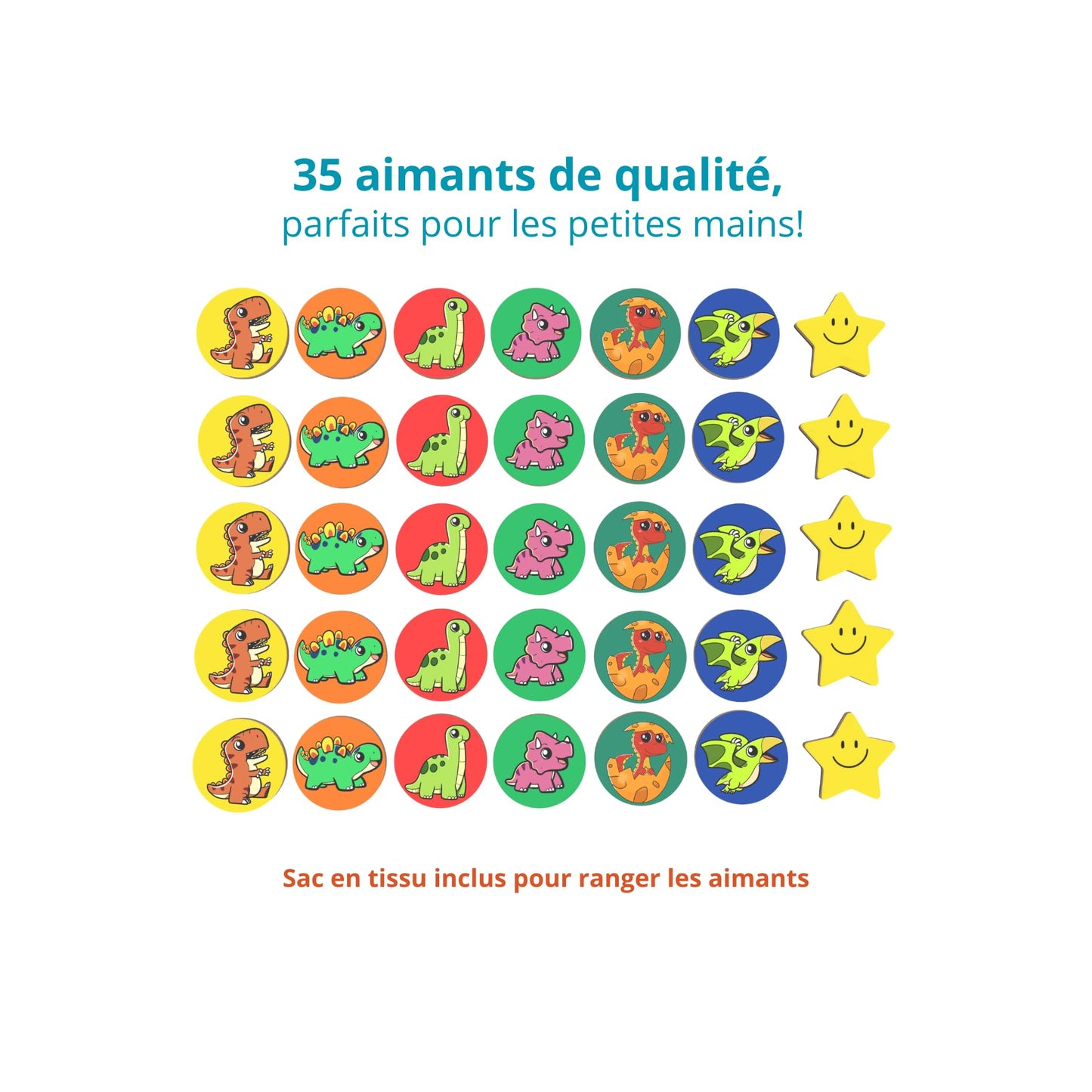 Tableau d'apprentissage de la propreté magnétique (en français) (Dinosaures)