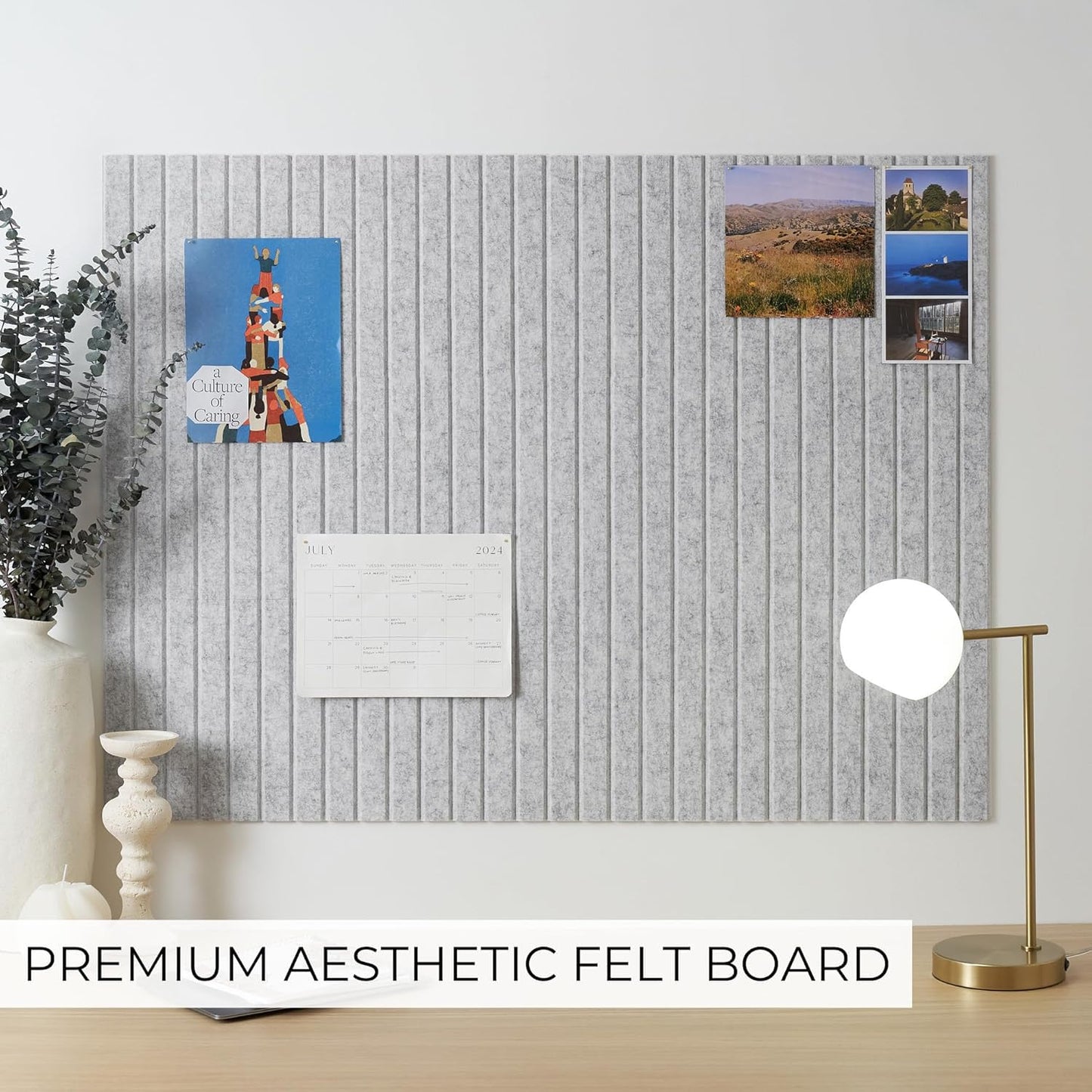 BEFYUS Large Cork Board for Wall 48" X 36"- 12Pack Large Felt Bulletin Board with Removable Adhesive Tabs,Push Pin Board for Home Office Wall Decor and School Classroom Decor (Grey)