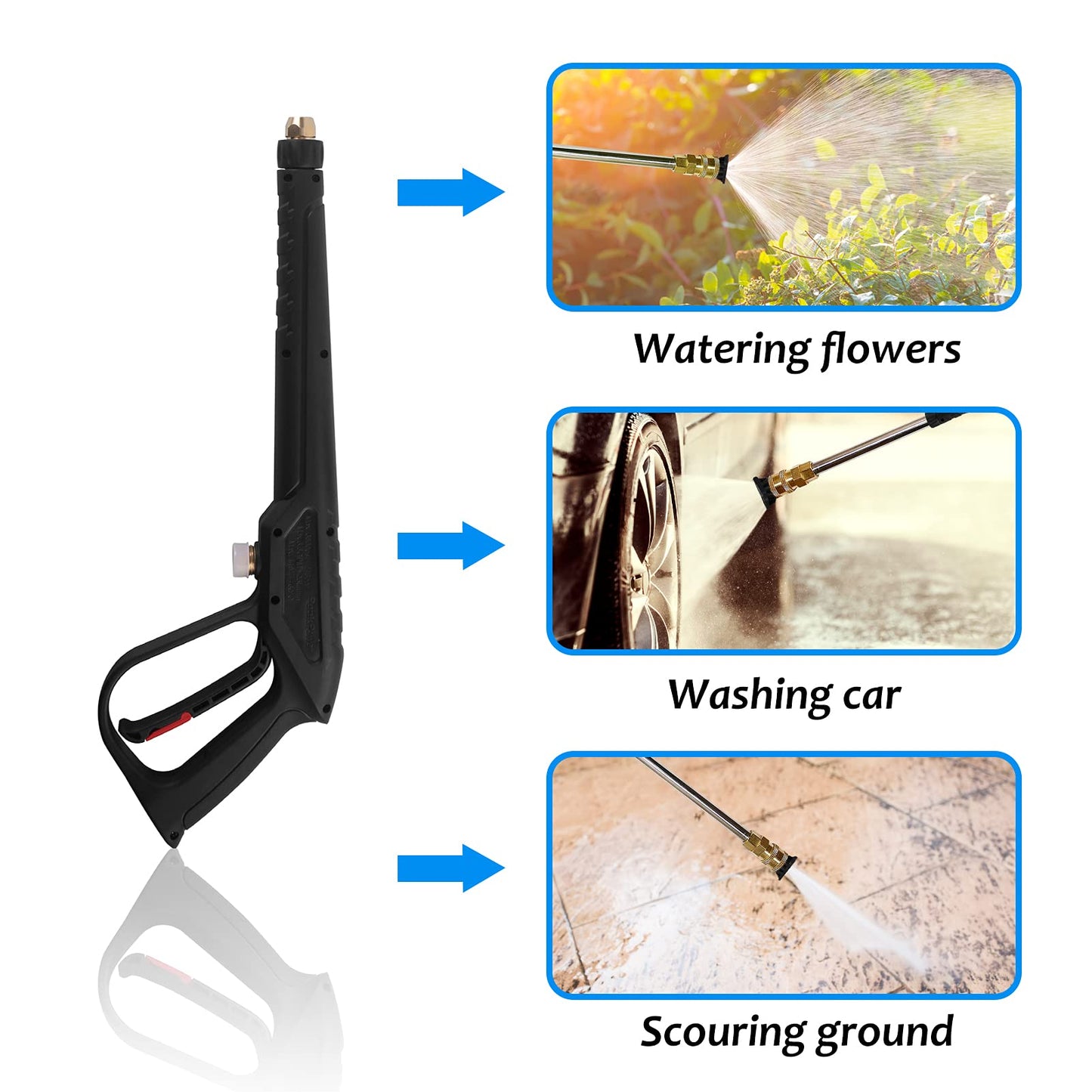 WXNANY High Pressure Washer Gun with Replacement Wand Extension 5 Adjustable Nozzle Tips for Cars Fences Driveways Patios, M22-14mm Fitting, Max 3600 PSI, 6.6GPM