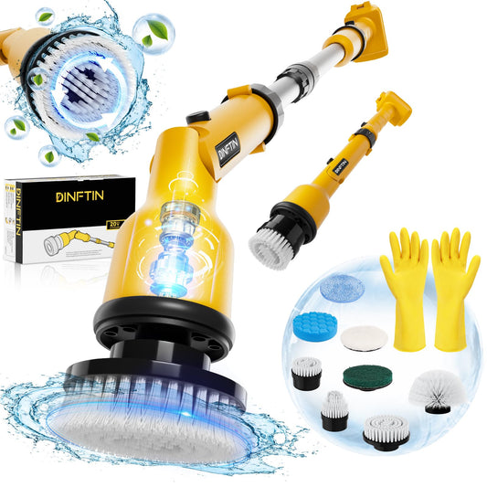 1000RPM Electric Spin Scrubber Compatible for DeWALT 20V Battery (No Battery), Cordless Cleaning Brush with Adjustable Extension Arm, 8 Replaceable Cleaning Heads, Gloves - for Bathroom/Tub/Tile