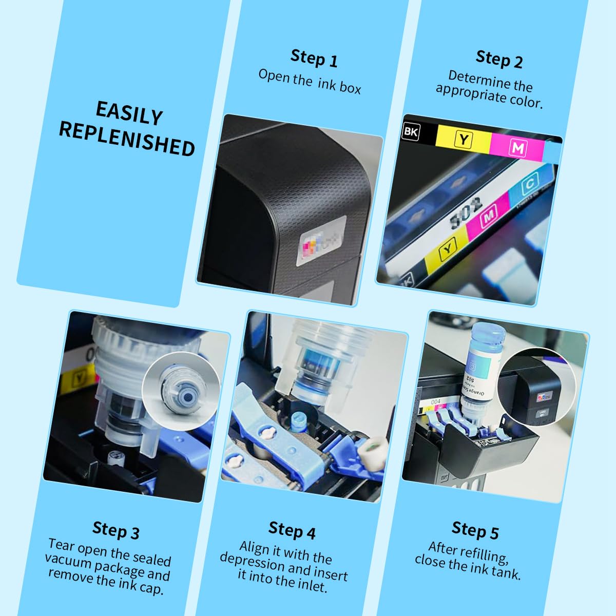 Ink Refill Bottles Compatible with Epson 552 Ink Bottles Ecotank 6 Pack Work for Epson 8550 Ecotank Printer, Ecotank Photo ET 8500 ET 8550 ET-8500 ET-8550 Printer T552 Refill Ink