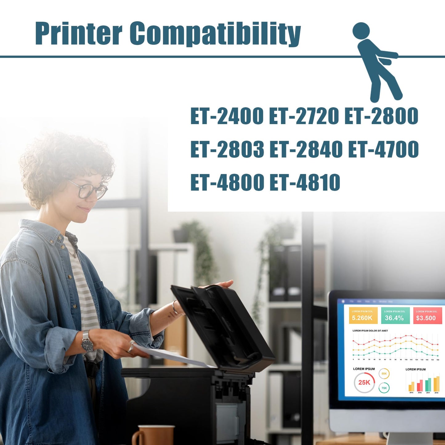 Compatible T522 Ink Refill Bottles Combo Pack Replacement Work with ET-2720 ET-4700 ET-2803 ET-2800 ET-4800 ET-2400 ET-2840 ET-4810 Printers (10-Pack, 4 Black / 6 Color)