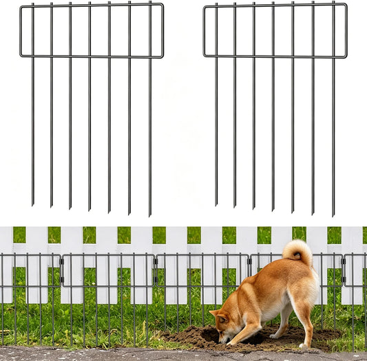 10 Pack Animal Barrier Fence, Total 16.7 Inch(H) X 10.8 Ft(L) Decorative Garden Fence, Rustproof Metal Barrier Bottom Fence, Dog Rabbits Ground Stakes Border Fence for Garden, Yard.