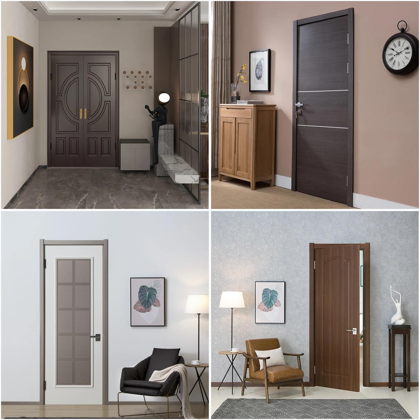 3-Pack Door Hinges, Stainless Steel Ball Bearing Door Hinges, Heavy Duty Door Hinges, 4" X 4" with 5/8" Radius Corner, (Matte Black)