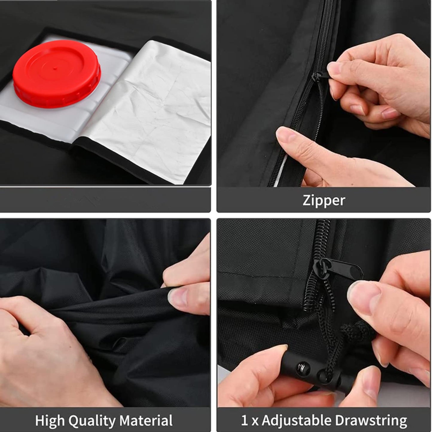 GEDEGOOK IBC Tote Cover, 275 Gallon 1000L Water Tank Cover with Zipper, Waterproof, Anti-Dust, Sun Protective Cover for Water Tank, Water Barrel Cover IBC Rain Bucket Cover 116 x 100 x 120CM, Black
