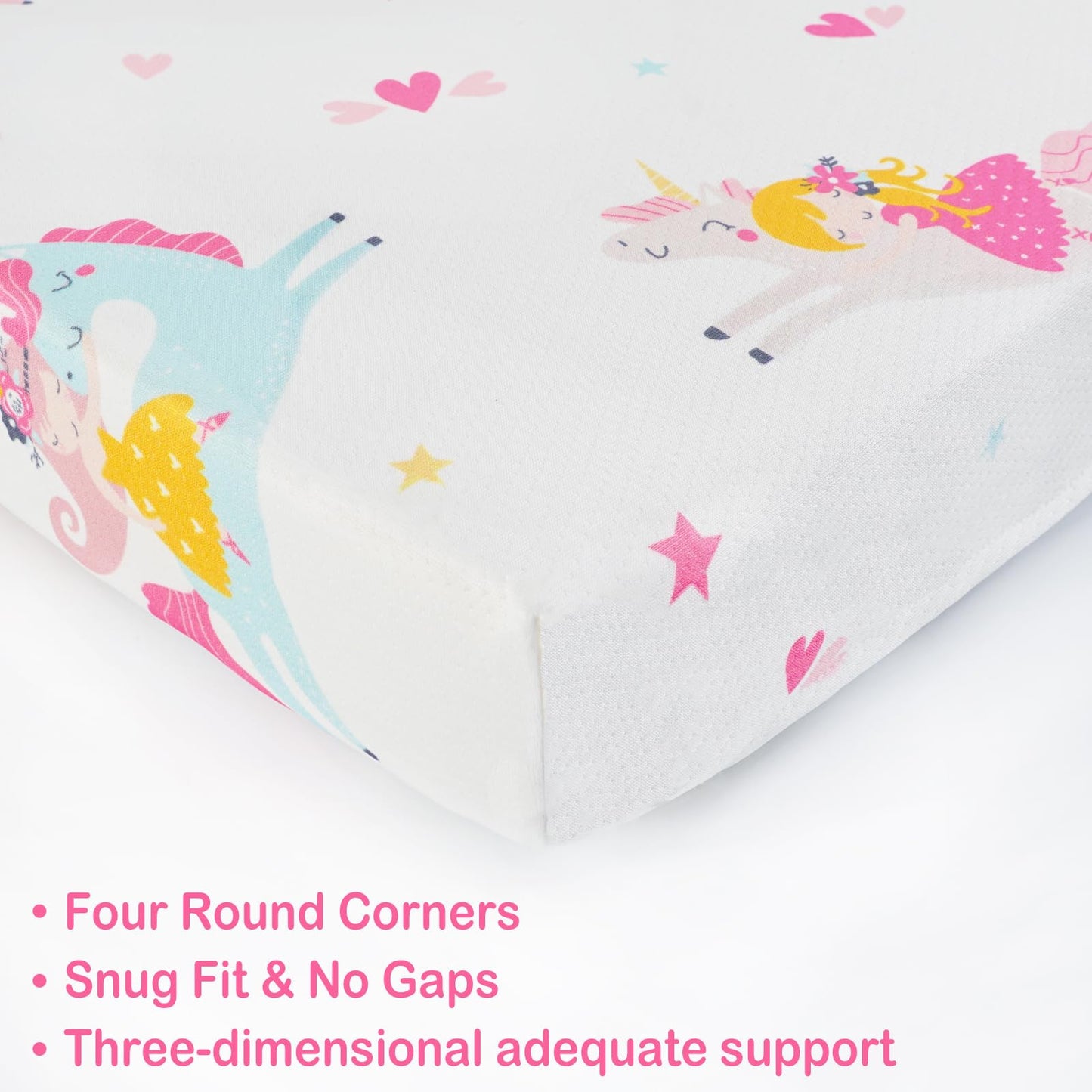 Viviland Toddler Mattress, 38" X 26" Pack N Play Mattress Premium Soft Foam Portable for Pack and Play Topper, Breathable, Comfortable and Stable, Unicorn Printed Mini Pad for Baby Mattresses