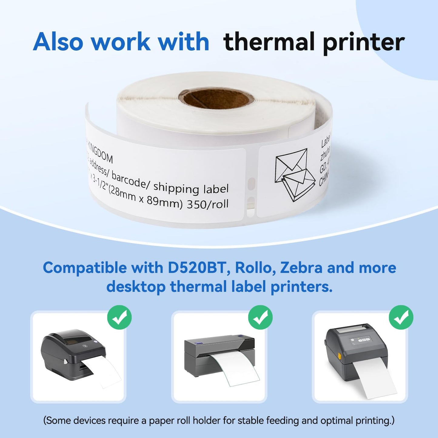 12 Rolls 1-1/8" x 3-1/2" Thermal Labels Replacement for DYMO LW 30252 Multipurpose Address Barcode Label Maker Refills for Label Writer 450, 450 Twin Turbo, 4XL Printers