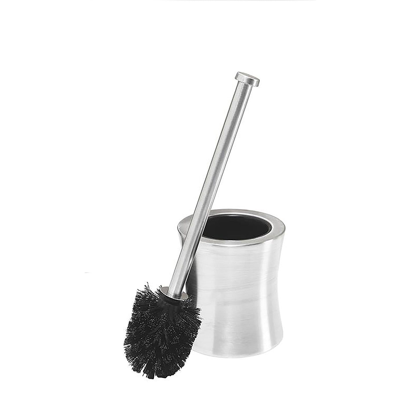 Bath Bliss Hour Glass Shaped Stainless Steel Holder Toilet Brush, Silver