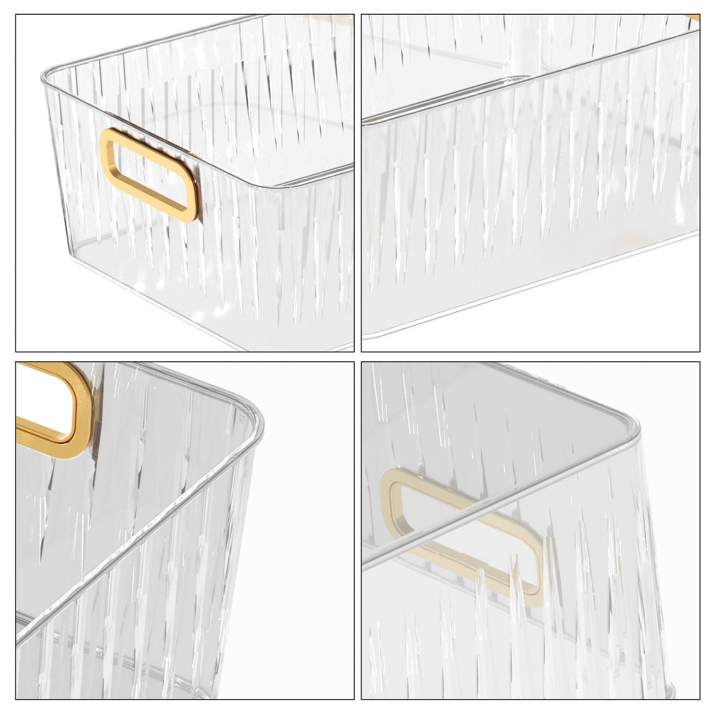 Kekow 6-Pack Clear Plastic Pantry Organizer Bin, Kitchen Storage Bins Pantry