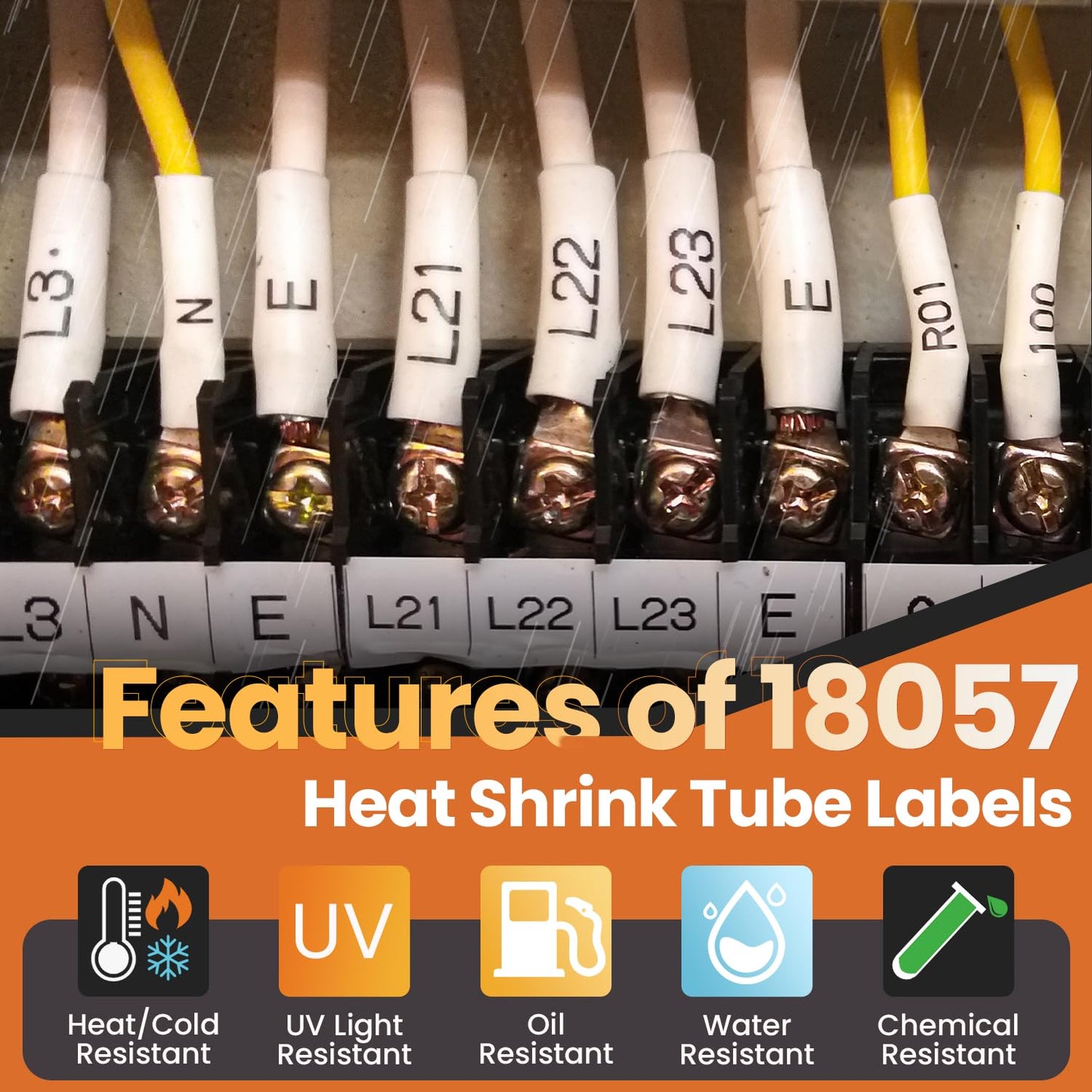 Anycolor Compatible with Dymo 18057 19mm Rhino Heat Shrink Tube a18057 3/4", Work with DYMO Industrial Label Maker 4200 5200 5000 6000, Black on White, 19mm x 1.5m, 4-Pack
