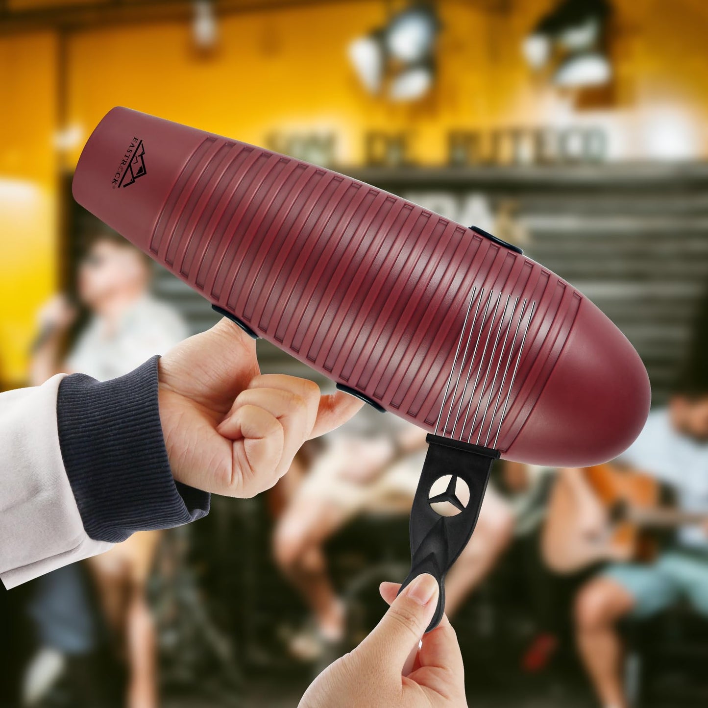 EASTROCK Guiro Instrument 3.9"x13" Fish Shaped Latin Percussion Instrument with 2 Scrapers Guiro Instrument Musical Training Tool for Beginners and Professional Band Accompaniment