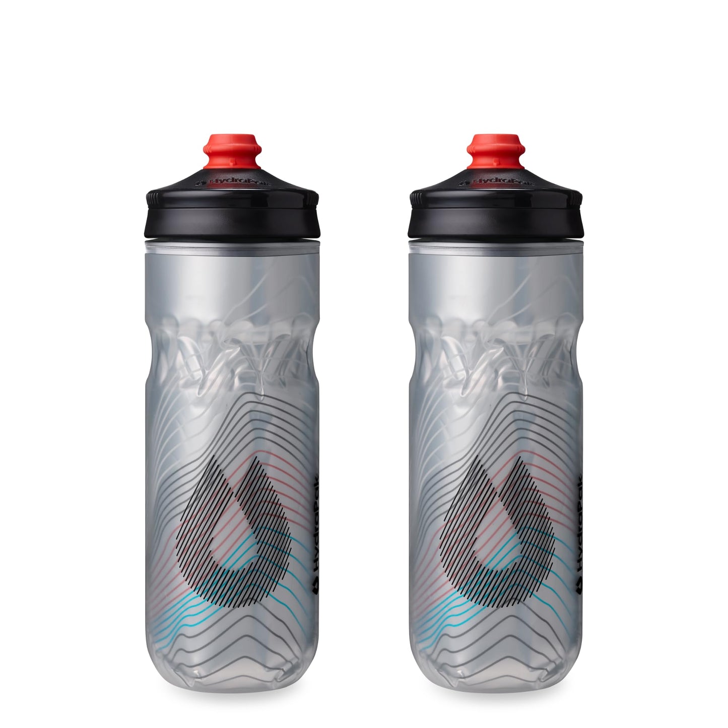HydraPak Polar Surge Insulated Bike Water Bottle 2-Pack - High Flow, Cycling & Sports Squeeze Bottle (Silver, 600ml / 20oz)