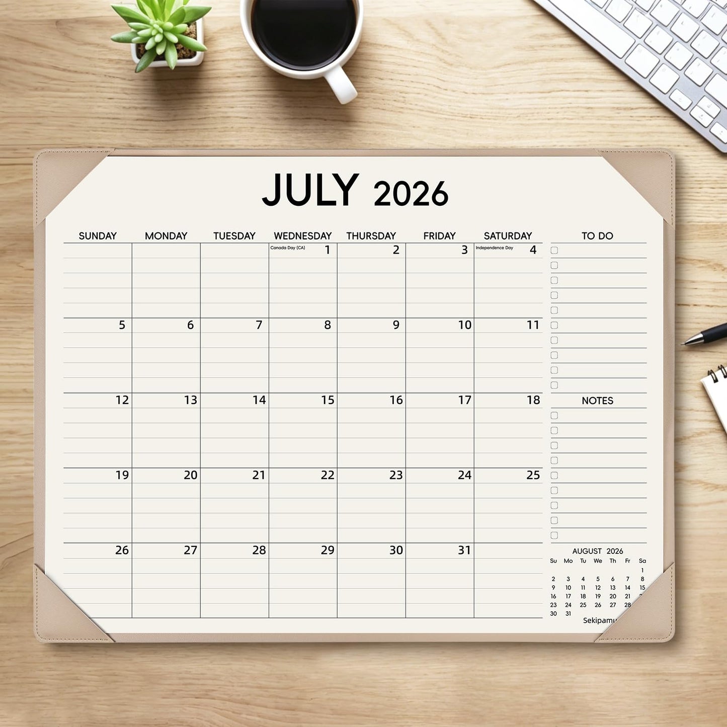 Sekipamu Desk Calendar 2026-2027 with Desktop Mat – July 2026 to December 2027 Desk Calendar Large 22x17 inch, Office Supplies 18 Months Big Desktop Calendar for Home Office, Blue (Apricot)