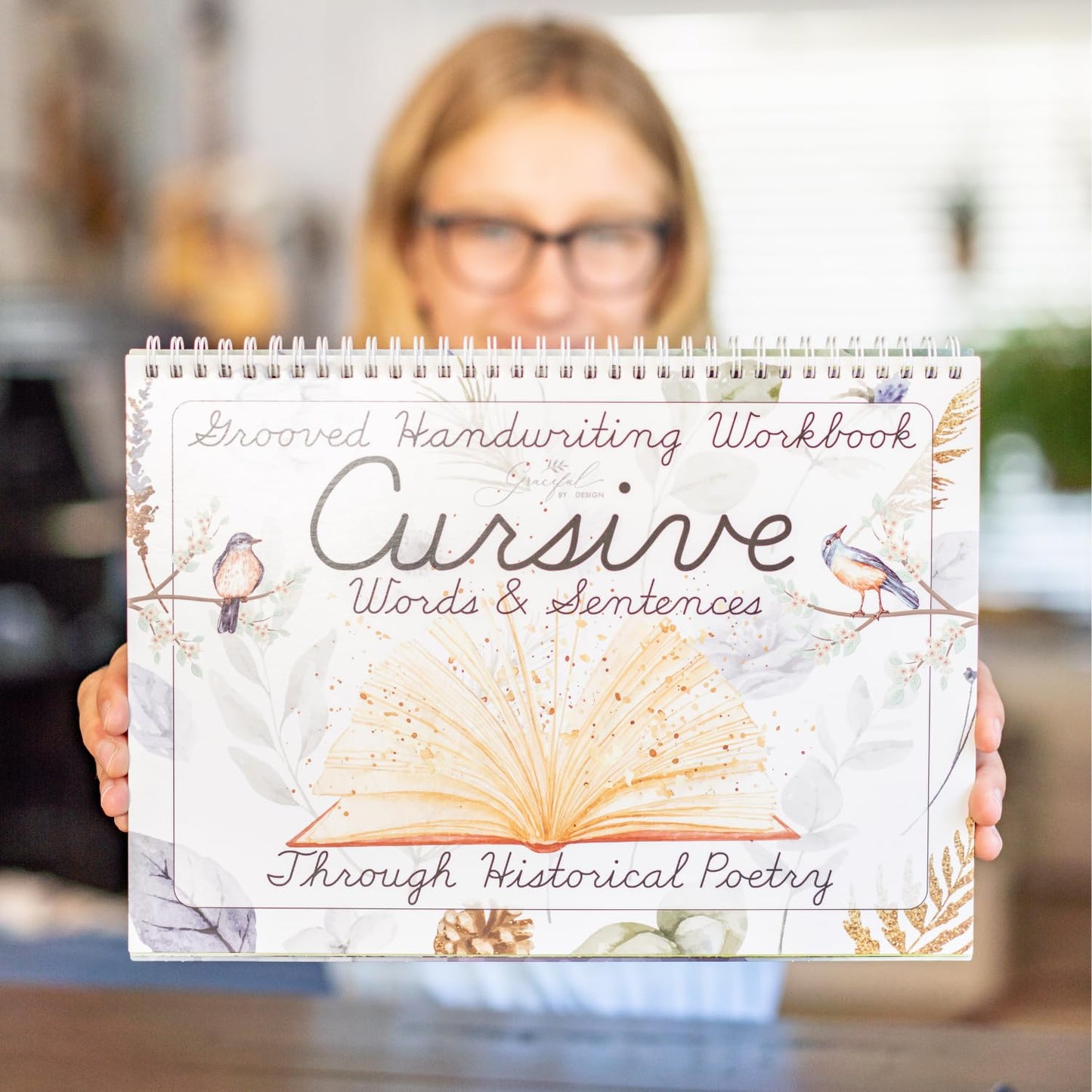 Grooved Cursive Handwriting Workbook by Graceful By Design - Magic Reusable Grooved Handwriting Practice for Kids and Cursive Workbook for Kids Ages 8-12