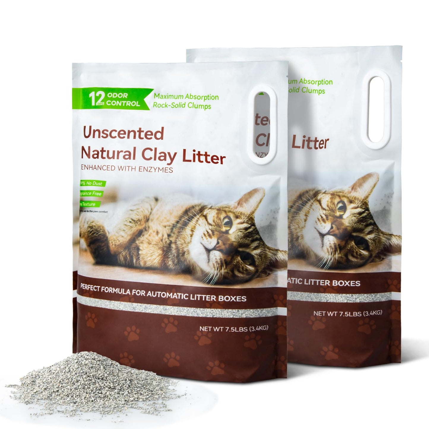 Coziley Clumping Cat Litters 2 Pack, 7.5lb Sodium Bentonite Cat Litter - Fast Clumping, Dual Odor Control with Enzymes, Low Dust & Safe for Cats