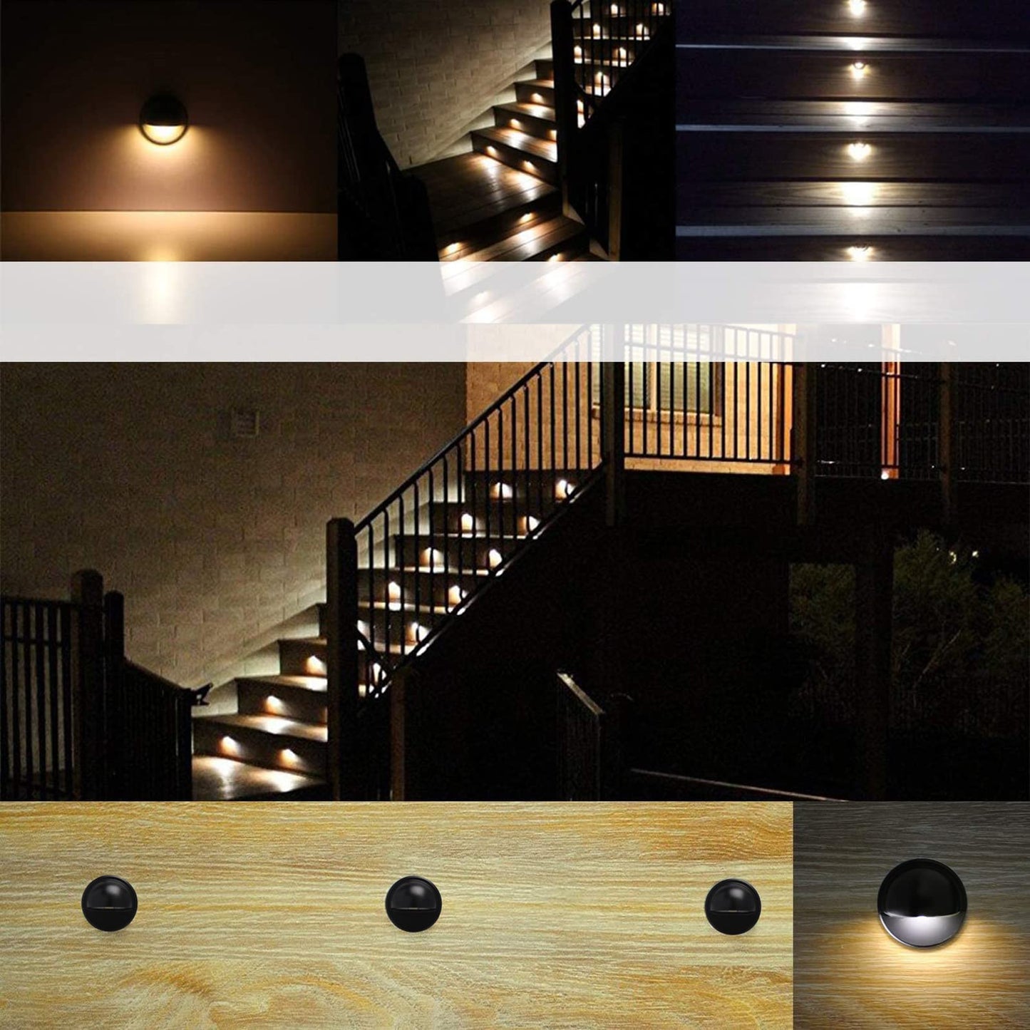 YZGWZLD LED Deck Lights with Photocell,12 Pack Black Low Voltage Φ1.38 IP67 Waterproof Stairs Light Outdoor Garden Yard Landscape Pathway Step Basement Warm White LED Lighting