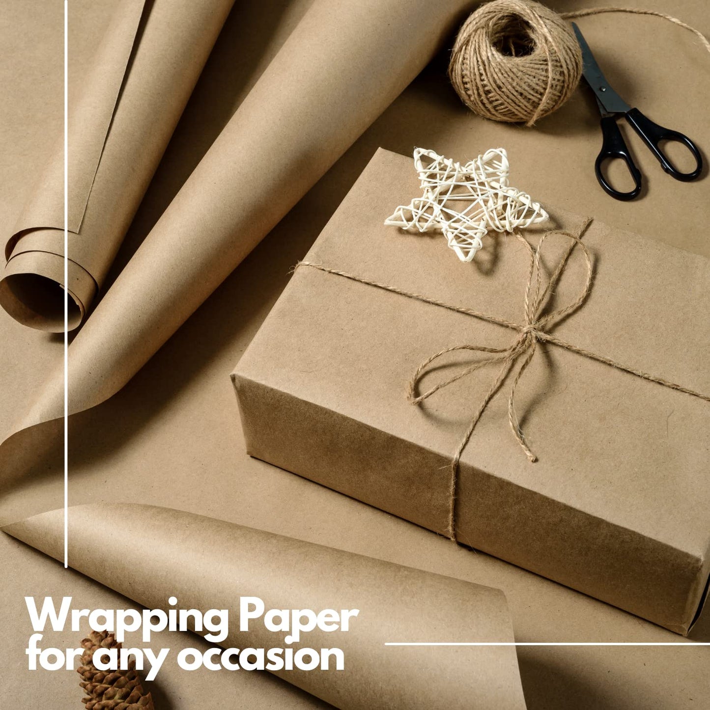 Ofelia & Co. Kraft Wrapping Paper Roll Made of Recycled Materials, Durable Craft Paper for Packing, Arts and Crafts Uses, Elegant Gift Wrap for Any Occasions – 30 inch x 100 feet (1200 inch)