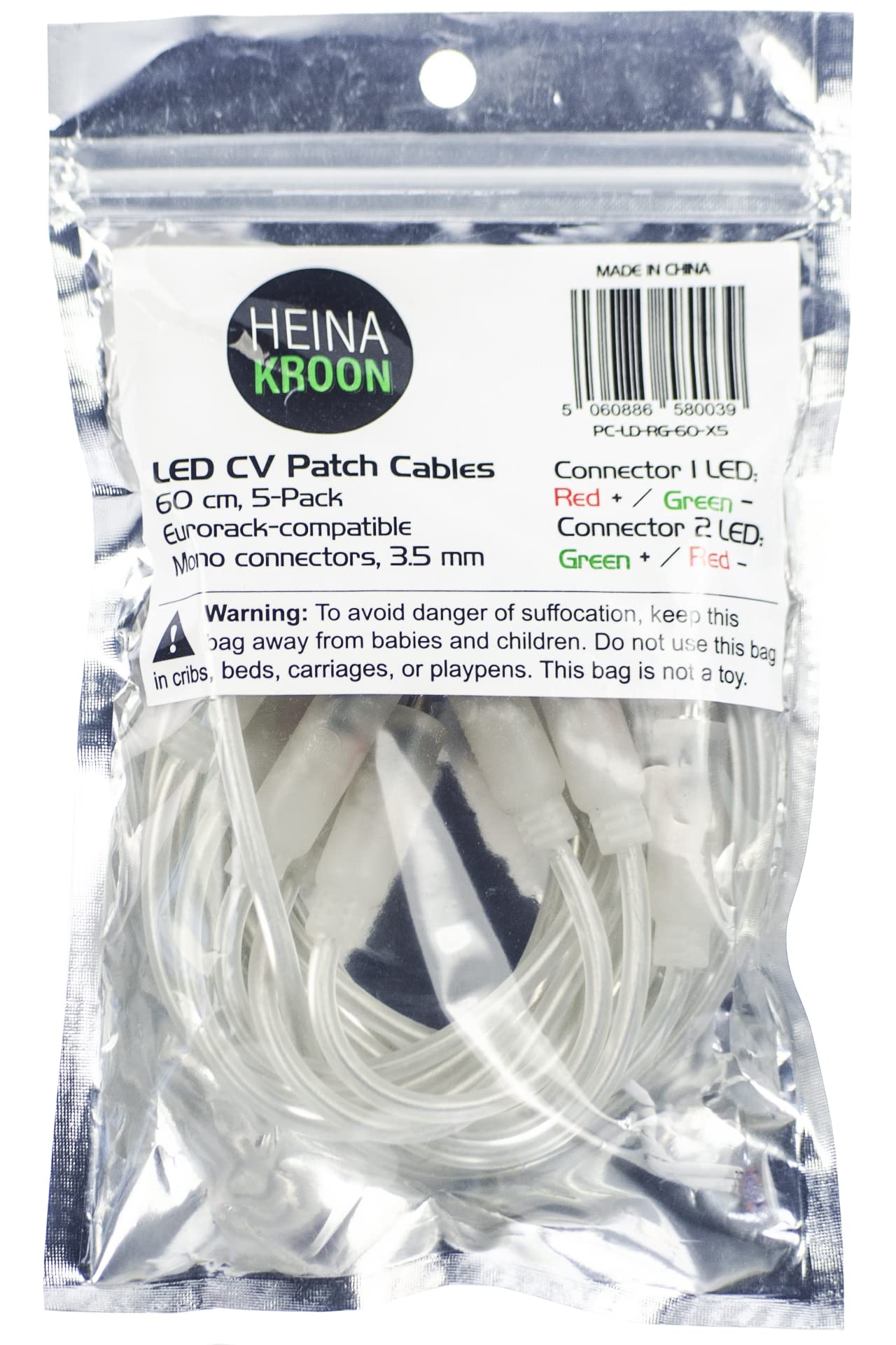 Heinakroon LED CV Patch Cables Eurorack Modular Test Leads (60cm/23.6")