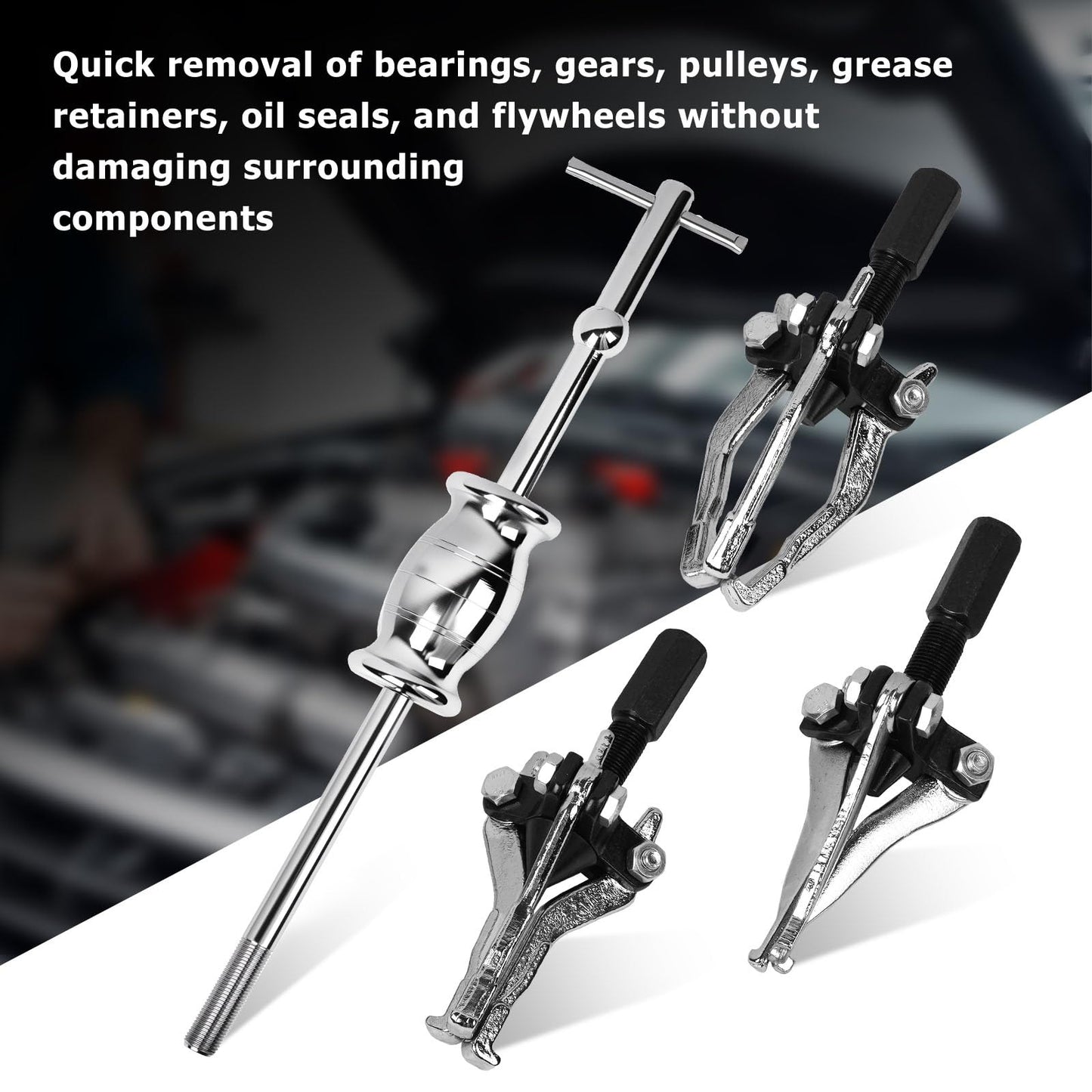 DAYUAN 3 Jaw Slide Hammer Puller Set, 5pcs Universal Internal External Gear/Bearing Puller for Pulling Out Gears Bearings