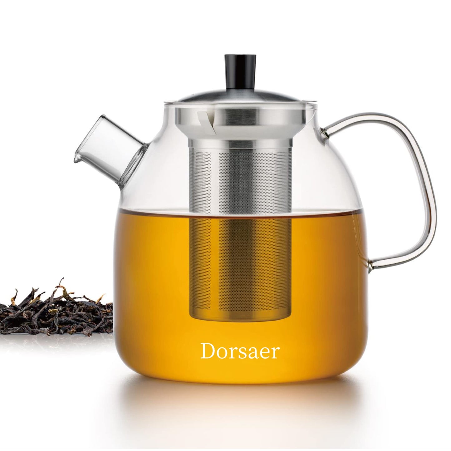 Dorsaer Glass Teapot with Infuser, 43oz/1.3L Large Tea Pot with Removable Tea Infuser | Stainless Steel Tea Steeper | Loose Leaf Tea Infuser | Blooming Tea
