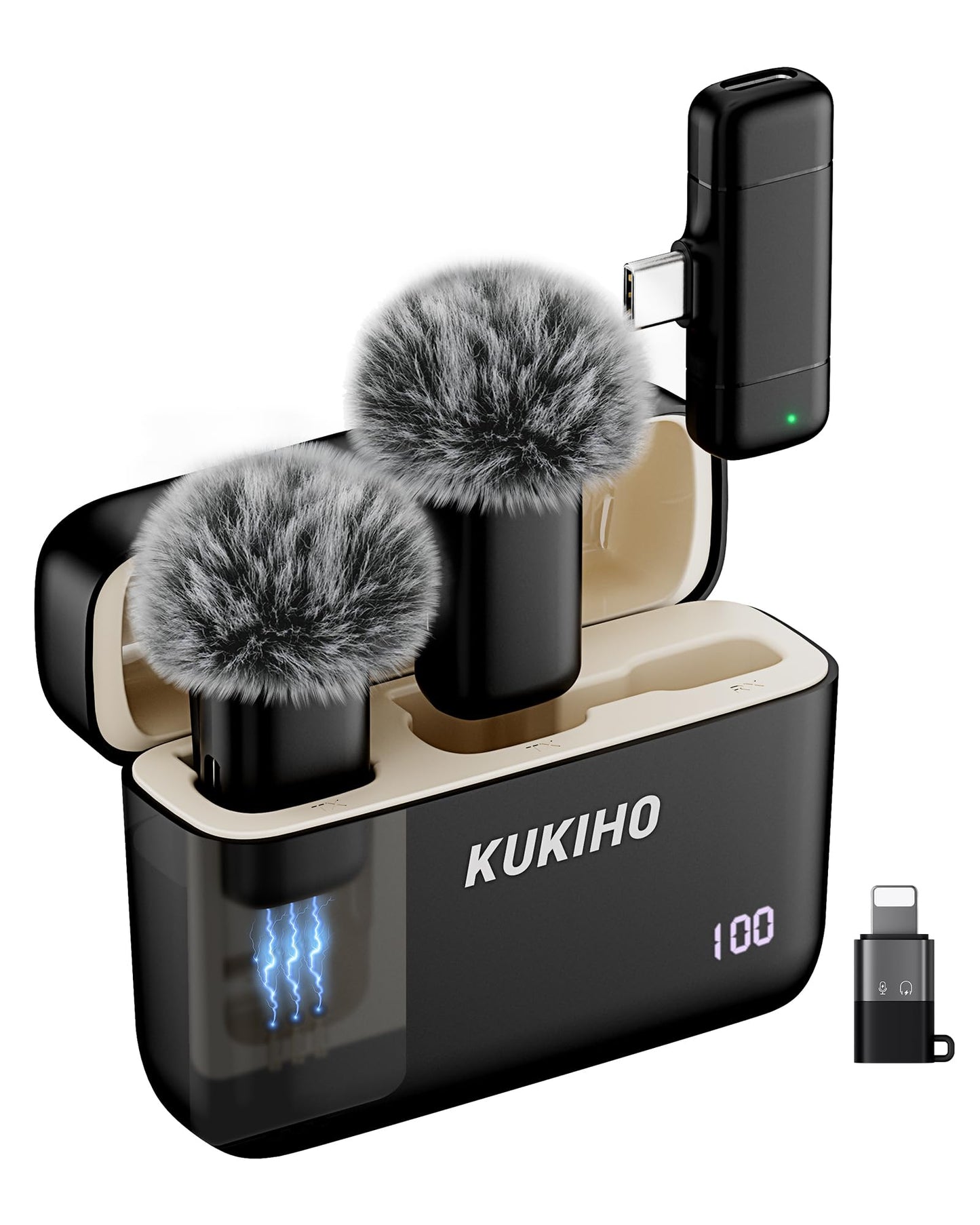 Mini Wireless Lavalier Microphone for iPhone iPad Android with Charging Case,36H Battery Life,Noise Cancellation,135ft Range,Lapel Mic Plug-Play Wireless Mic for Vlog,Interview,TikTok,Video Recording