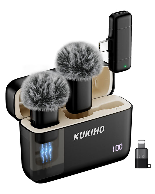 Mini Wireless Lavalier Microphone for iPhone iPad Android with Charging Case,36H Battery Life,Noise Cancellation,135ft Range,Lapel Mic Plug-Play Wireless Mic for Vlog,Interview,TikTok,Video Recording