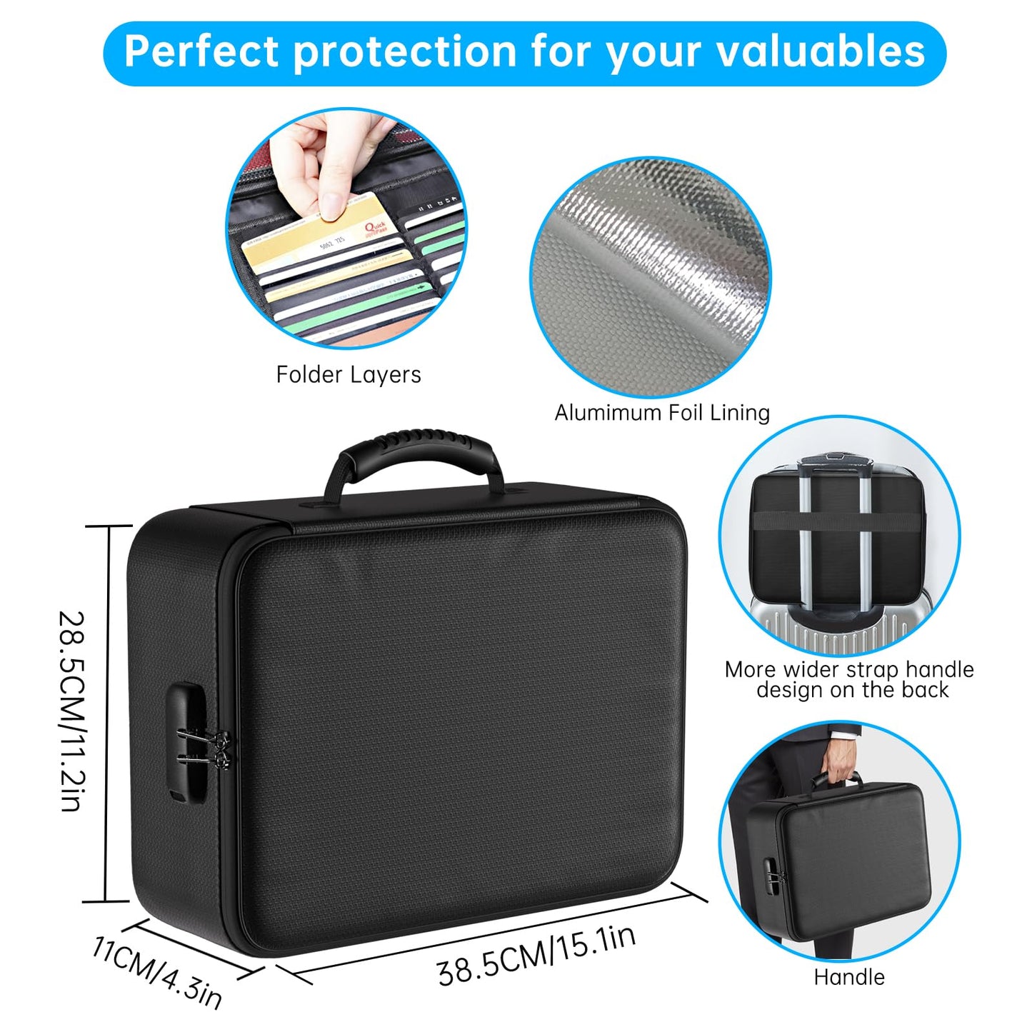 ENGPOW 5200°F Fireproof Document Bag with Lock, Soft 8 Layers Document Organizer, Portable Home Travel Safe Storage