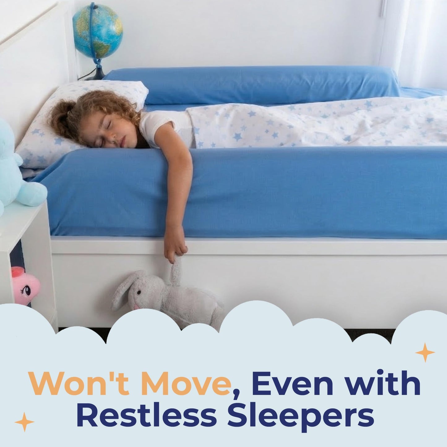 2-Pack Inflatable Bed Rails for Toddlers - Secure Travel Bed Bumpers - Bed Guard for Kids - Blow up Bed Rails for Twin, Full, Queen, King Size Beds