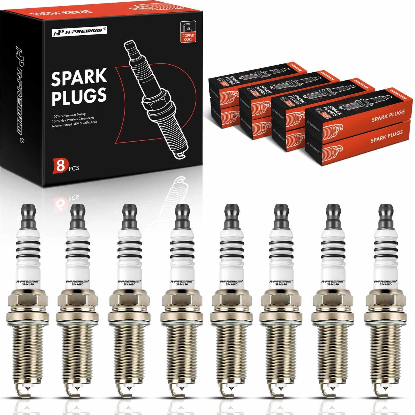 A-Premium 8PCS 4469 Iridium Platinum Spark Plugs Compatible with Nissan Titan, Pathfinder & Jeep Grand Cherokee & Ram 1500 & Dodge Ram & Chrysler 300 & Hyundai Genesis, 4.6L-5.7L, 2002-2020