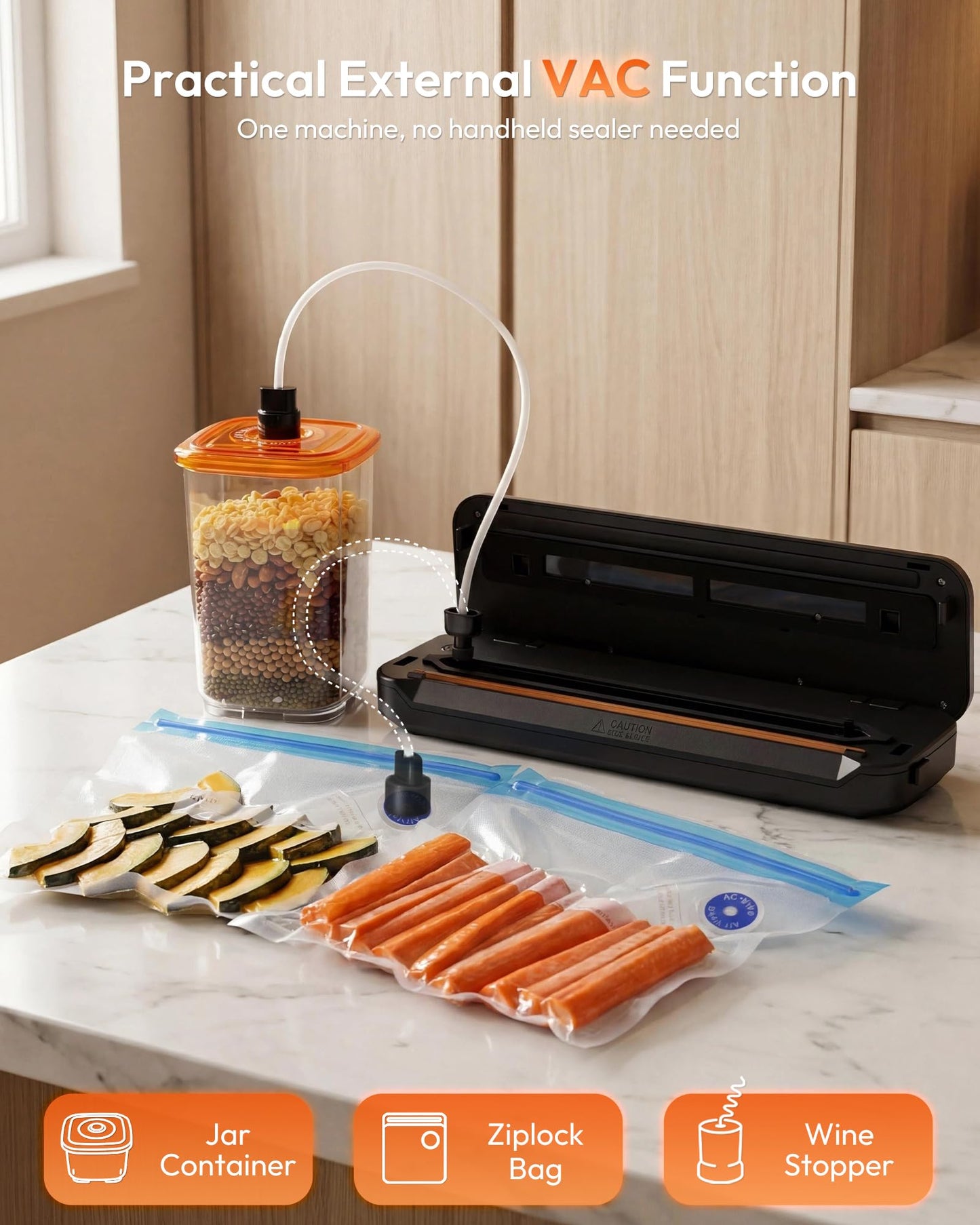 Toprime Vacuum Sealer Machine VS6612, 80kPa Powerful Food Sealer Built-in Cutter with Sealing Bag and Hose, Vacuum Air Sealing System for Seal a Meal and Sous Vide
