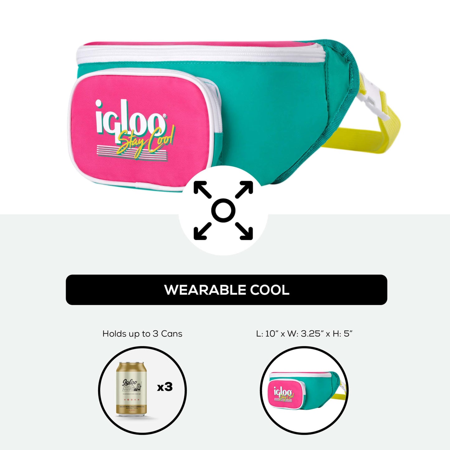 Igloo 90s Retro Collection Fanny Pack Portable Cooler, Jade