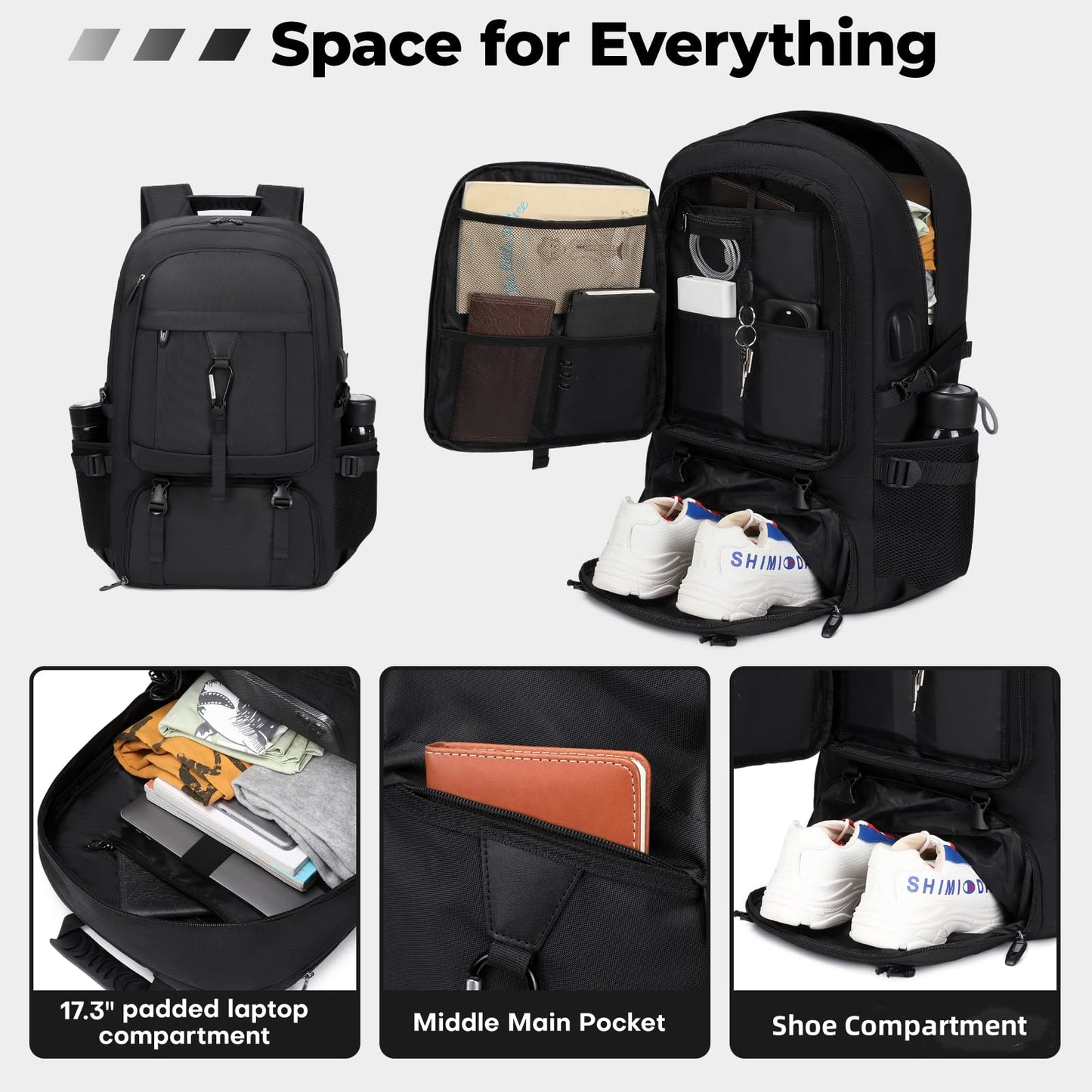 Banlole Travel Backpack with shoe compartment, 17.3 Inch Travel Backpack, 17.3 Inch, Classic