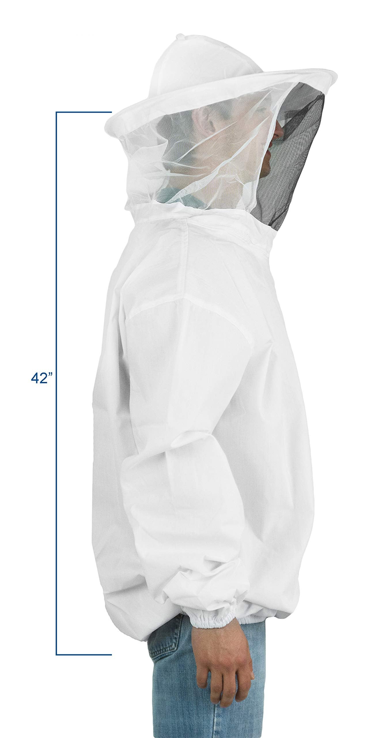 VIVO Professional White Large Beekeeping Suit, Jacket, Pull Over, Smock with Veil (BEE-V105)