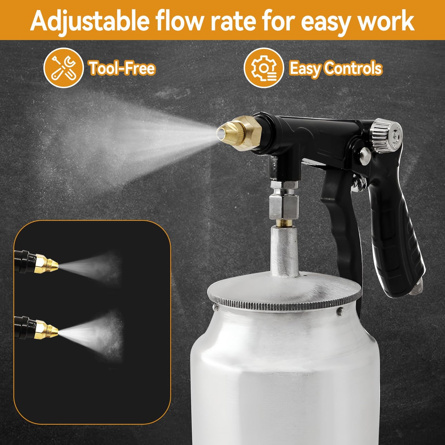 JOJOCY Car Undercoating Spray Gun with Suction Feed Cup, 360° & Straight Spray Hoses Air Undercoating Spray Gun 2 Wands 12.2"/56cm for Undercoating Painting, Coating, Rust Prevention Treatment