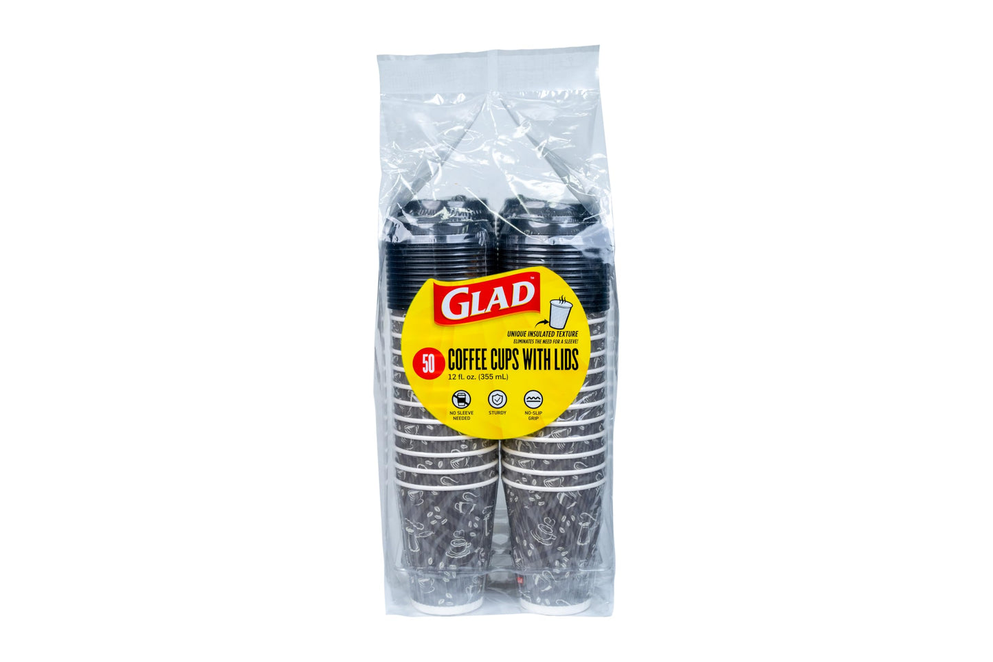 Glad Everyday Disposable Coffee Cups with Lids – 16 oz Insulated Paper Coffee Cups, Hot Chocolate, Hot Cocoa, or Tea Cups, No Sleeve Needed, 50 Count