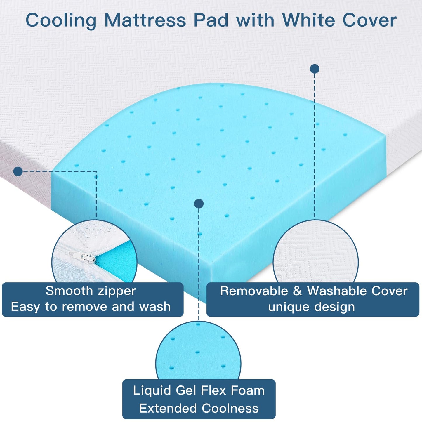 Airensky 2 Inch Memory Foam Mattress Topper, Cooling Gel Infused High Density Twin (39"x75") Topper with Removable Skin-Friendly Cover, Bed Topper for Pressure Relief Back Pain, CertiPUR-US Certified
