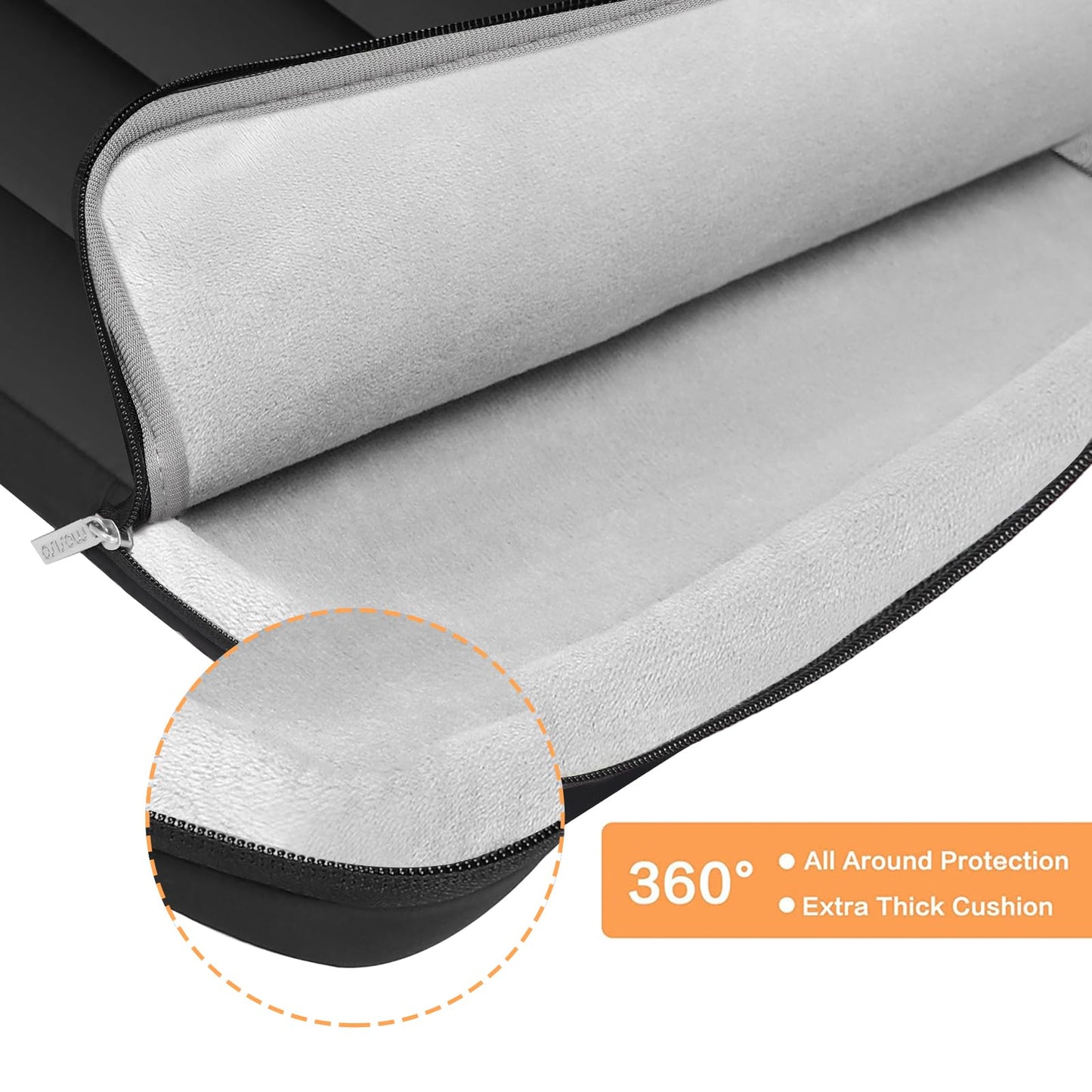 MOSISO 360 Protective 15-16 inch Laptop Case, 15.6 inch Puffy Laptop Sleeve Compatible with MacBook Pro 16, HP, Dell, ASUS, Acer Laptop Notebook Computer, Polyester Horizontal Side Open Bag, Black