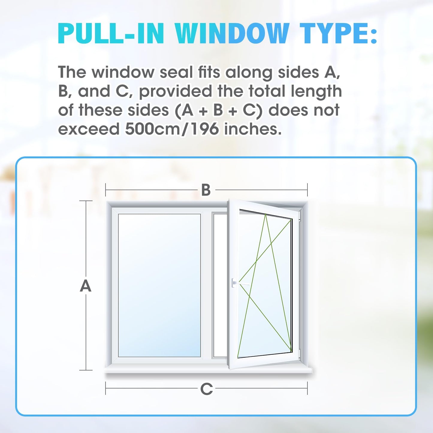 500CM (196 inch) Universal Window Seal for Portable Air Conditioner and Tumble Dryer, Sealing AC Vent Kit with Adhesive Fastener