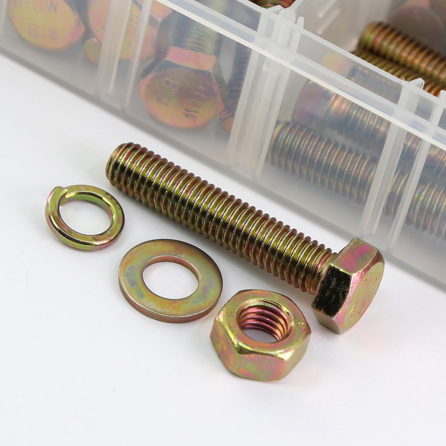 YEEZET 1092pcs M4 M5 M6 M8 M10 Metric Bolts and Nuts Kit,Grade 8.8 Heavy Duty Bolt Assortment Set,21 Most Common Sizes