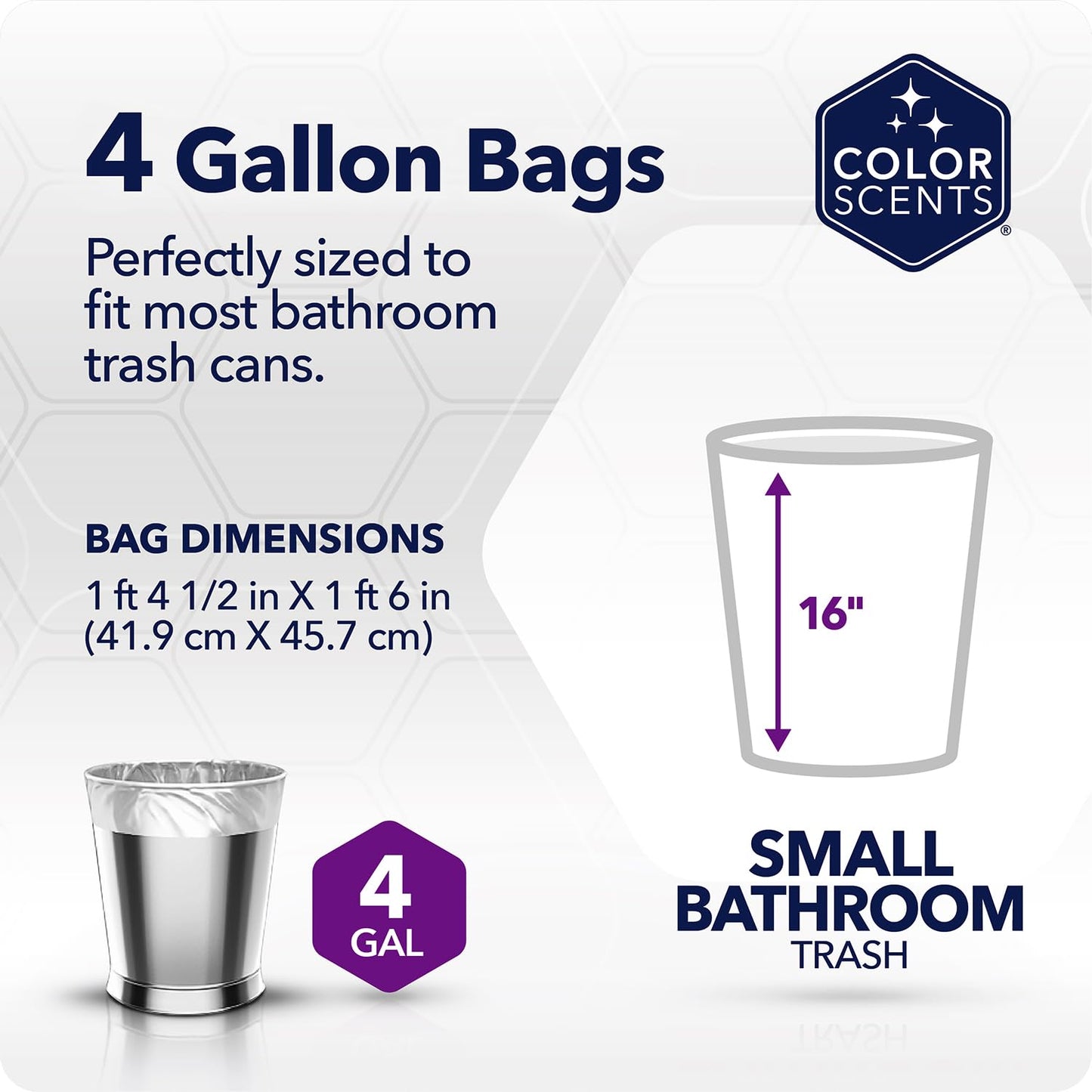 Color Scents Small Trash Bags - 4 Gallon, 720 Total Bags (12 Packs of 60 Count), Twist Tie (4 unique scent + color combinations) with Microban