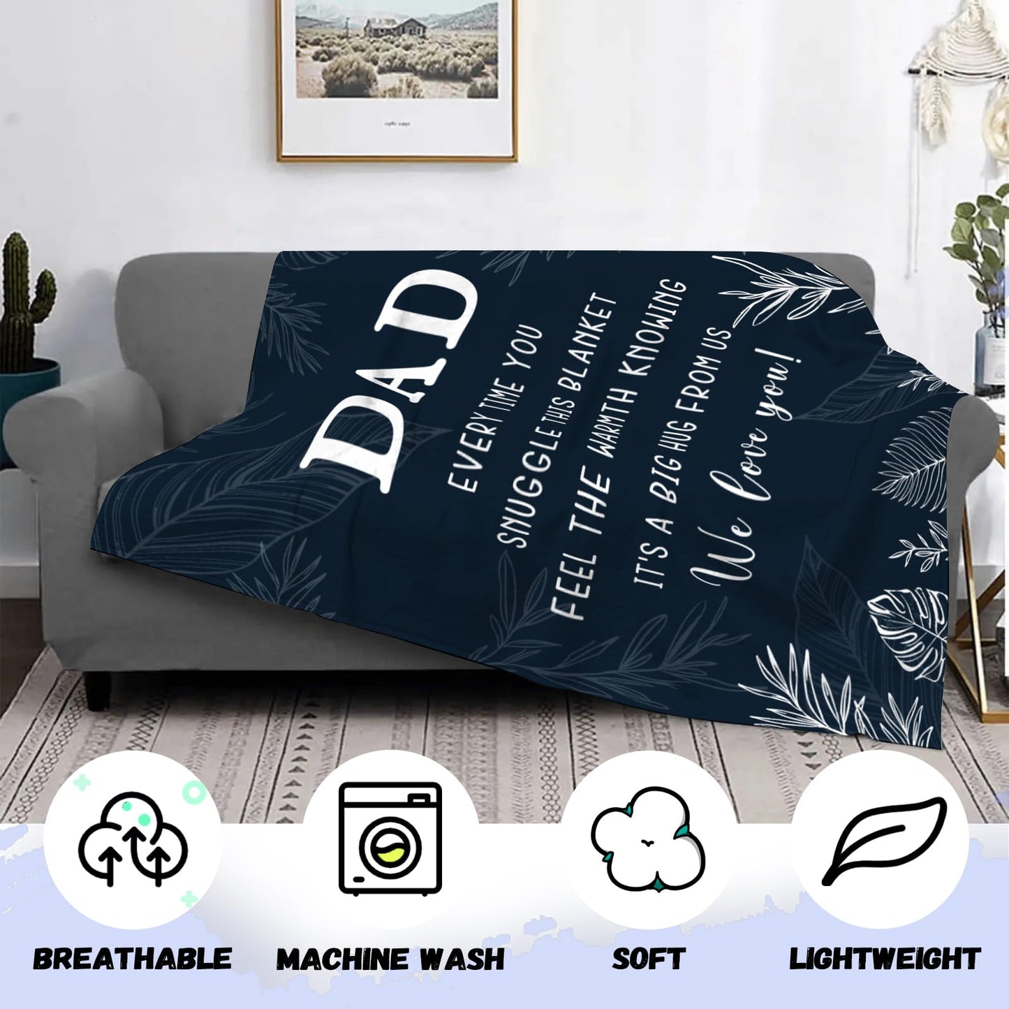 Dad Birthday Gift, Dad Gifts from Daughter Son, Gifts for Dad Blanket for Fathers Day Thanksgiving Christmas 50"X60"
