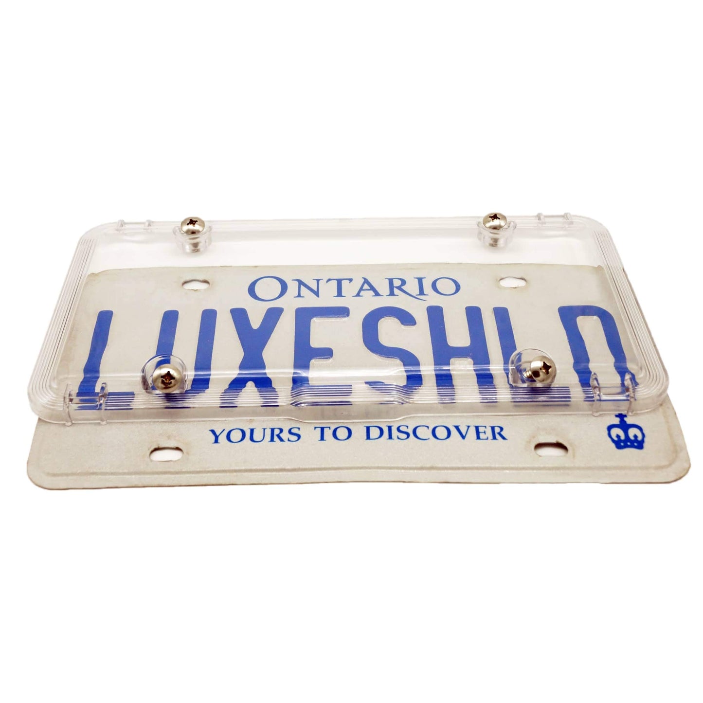 Luxe Shield, Premium Clear License Plate Protector incl Stainless Screws | Durable and Weatherproof Clear License Plate Cover | One-of-a-Kind Design | Proudly Canadian Owned