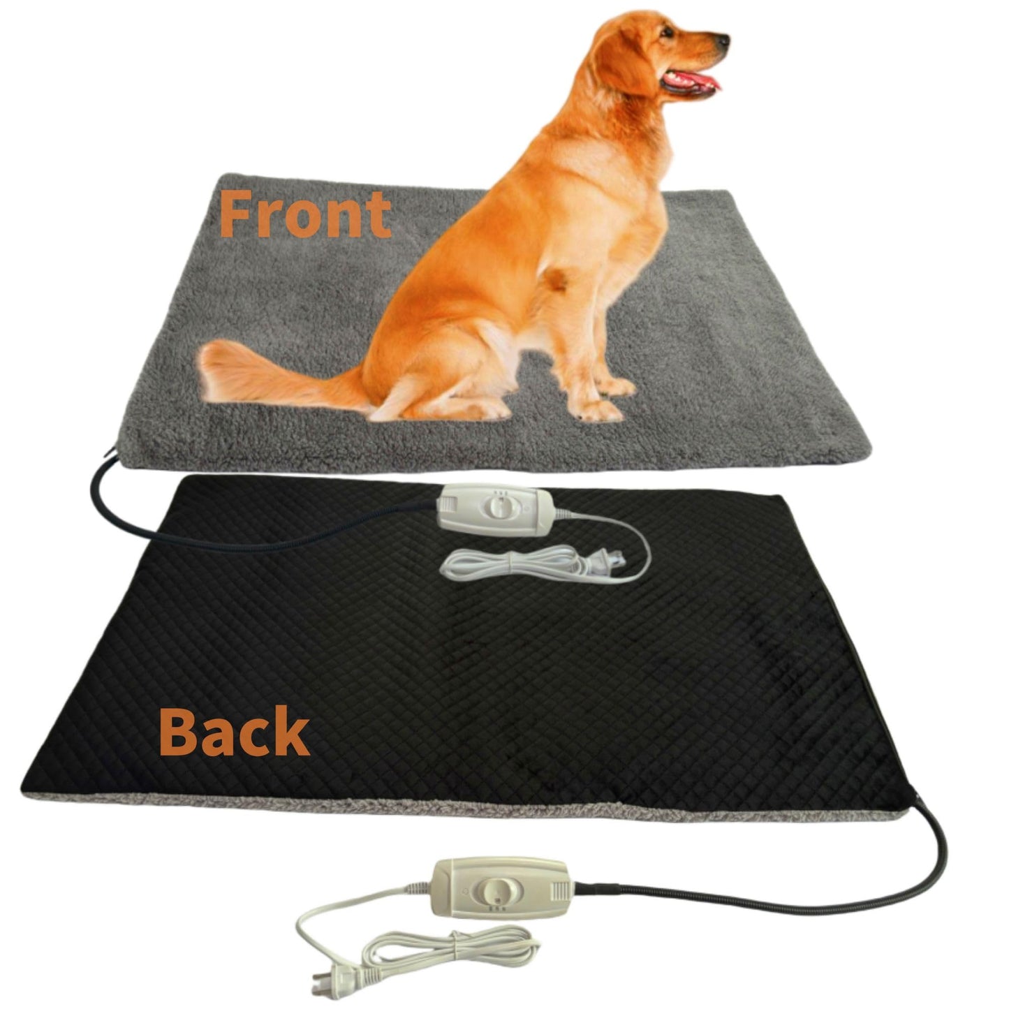 Dog Heating Pad for Large Dog Bed Pet Outdoor Indoor House,Electric Heating Mat for Dog House Crate Pad for Small Medium Pet Cat Puppy Waterproof Easy Clean Chew Proof Cord (Large, Solid)