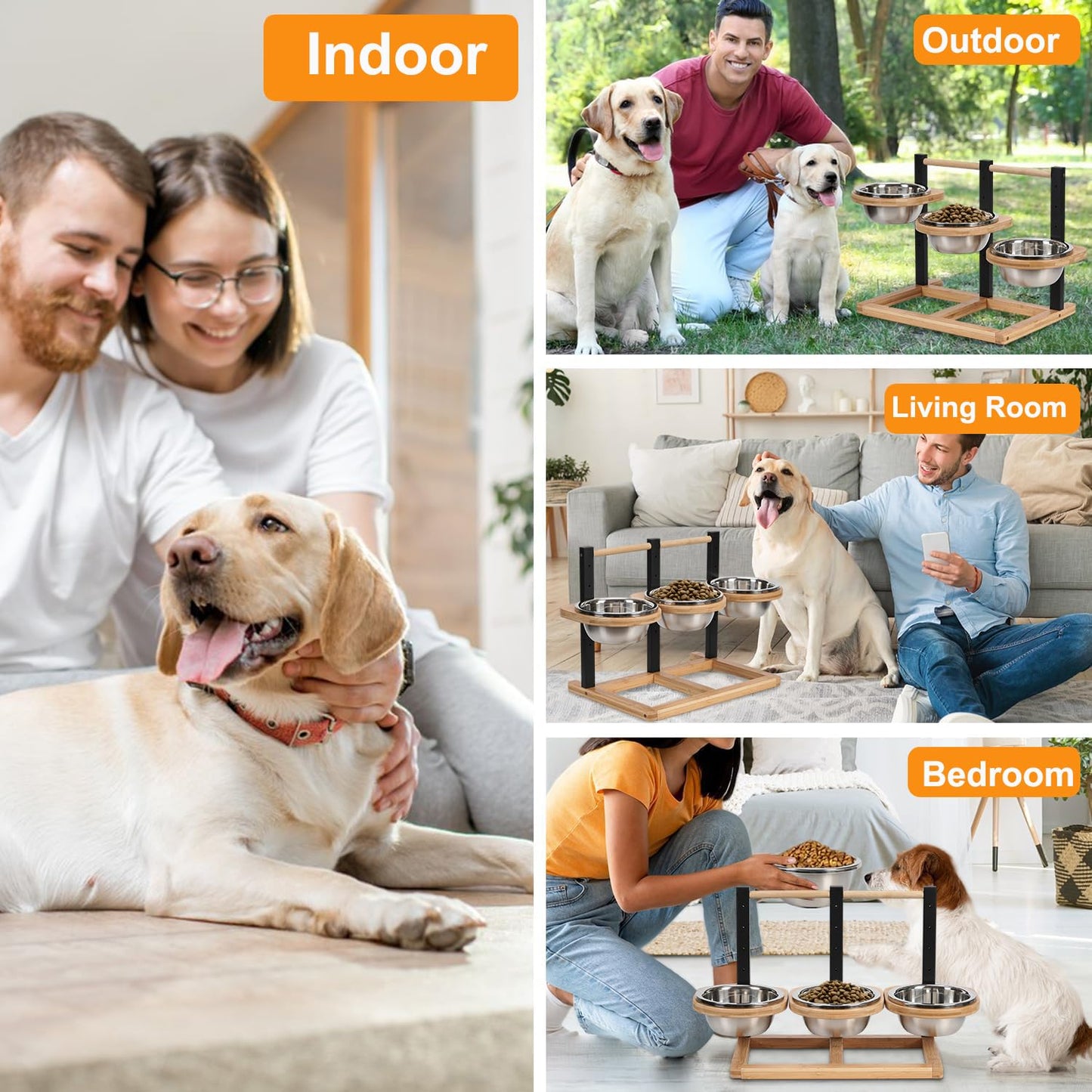 handrong Raised Dog Bowl,5 Heights Adjustable Dog Food Bowl,Elevated Dog Bowls for Large Dogs,Dog Food and Water Bowl Set,Dog Feeding Station for Small Medium Large Dogs