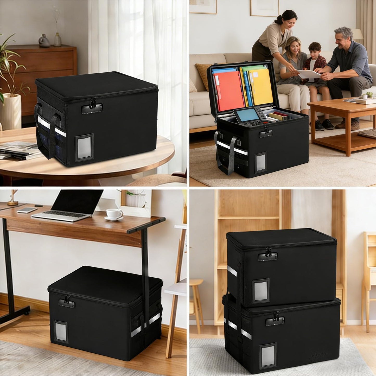 Upgraded 5200°F Fireproof Document File Organizer Box, Fireproof Storage Filing Cabinet with Lock, Portable Office Safe Box for Hanging Letter/Legal Folder 16.1 x 12.9 x 11in (Black)