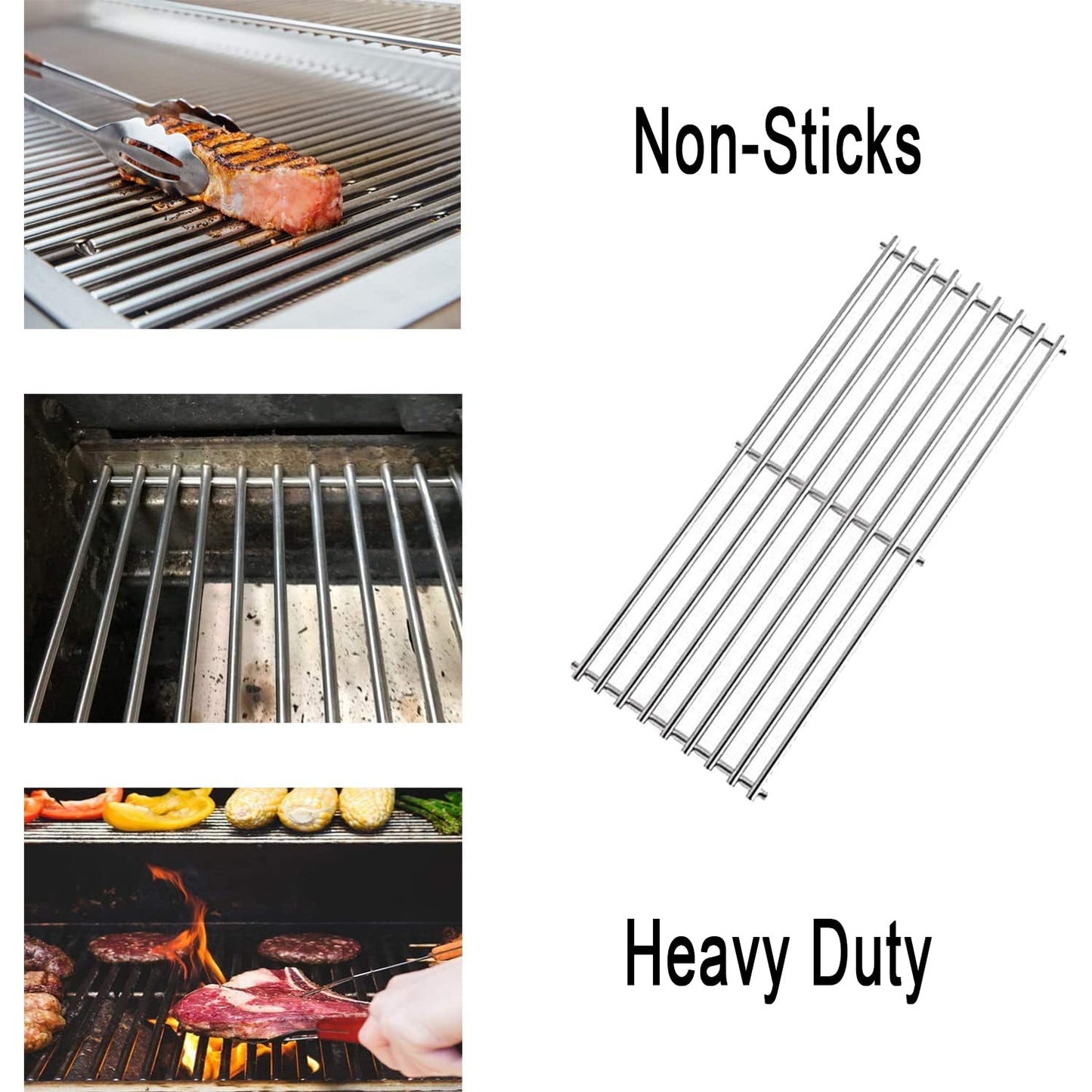 BMMXBI 17-3/8 Inch Grill Grate Replacement for Broil King Baron 440 320 340 420 S420 S320 Grill Parts, Stainless Steel BBQ Cooking Grates for Broil-Mate, Huntington Gas Grills Accessories, Set of 4