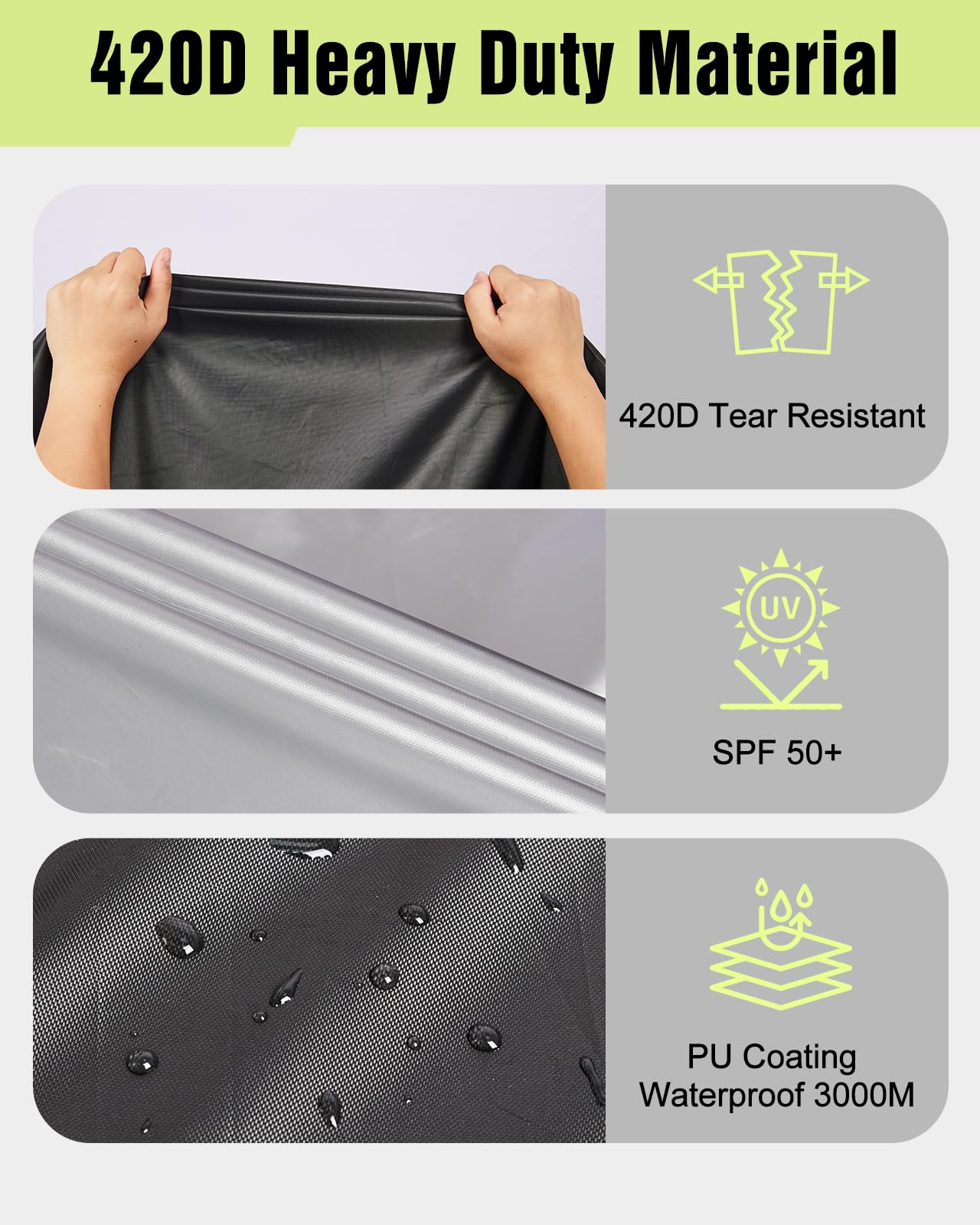 Zacro Motorcycle Cover Waterproof Outdoor,All Weather 3000M Waterproof Protection,420D Heavy Duty Material Tear Proof Sun&Moped,Cover with Reflective Strips,Lock-Hole,Storage Bag,Fits up to 96.5"